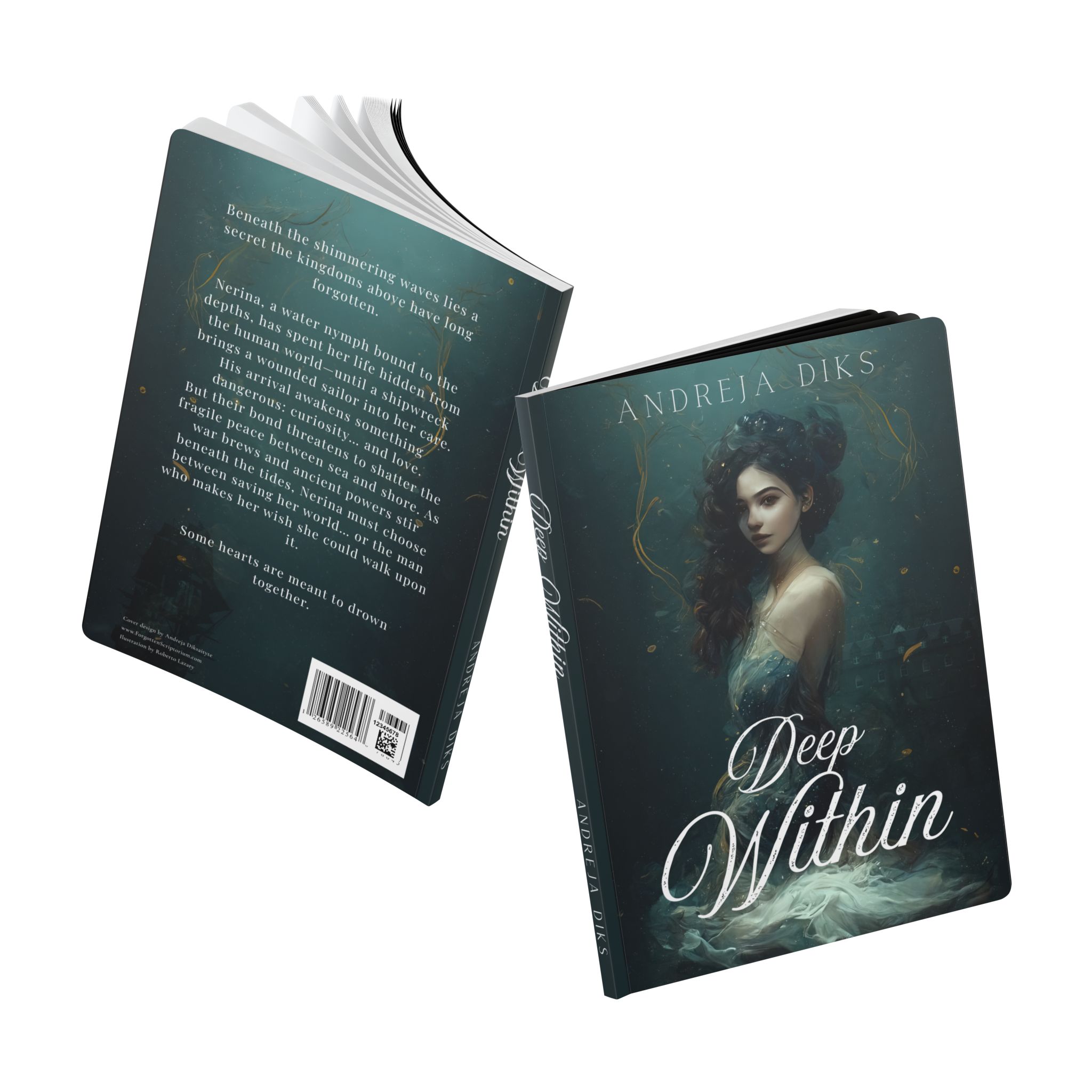 Pre-Made Full Wrap Book Cover — Dark Fantasy Romance, Water Nymph Theme