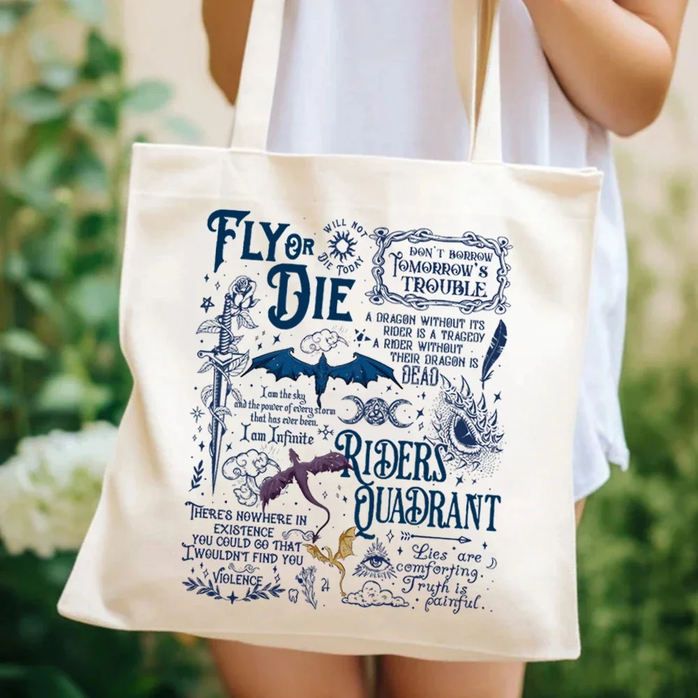 Basgiath War College “Fourth Wing” Tote – Canvas Book Lover Handbag, Readers Gift