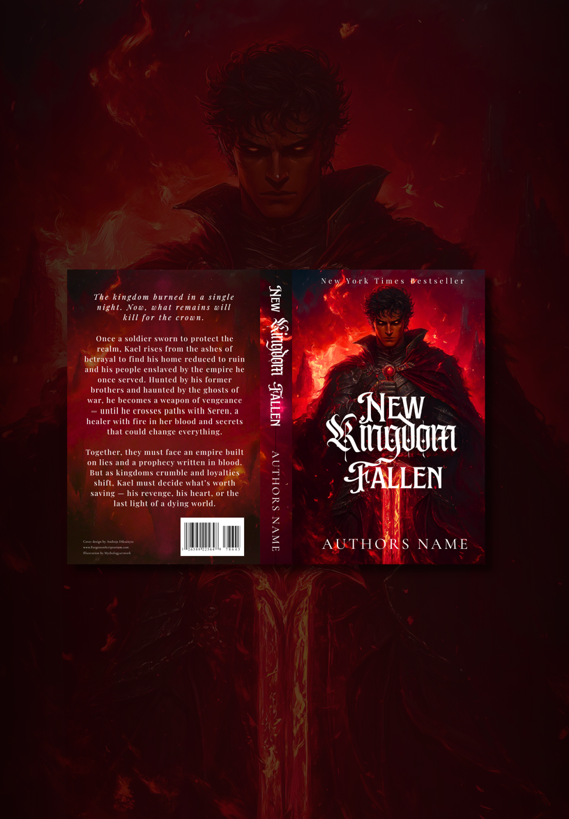 Pre-Made Full Wrap Book Cover — Dark Fantasy, War, Romance Theme