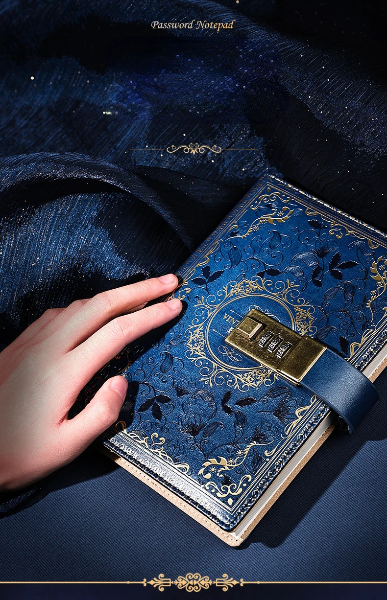 B6 Leather Journal with Lock – Password-Protected Notebook & Planner, Retro Floral Design