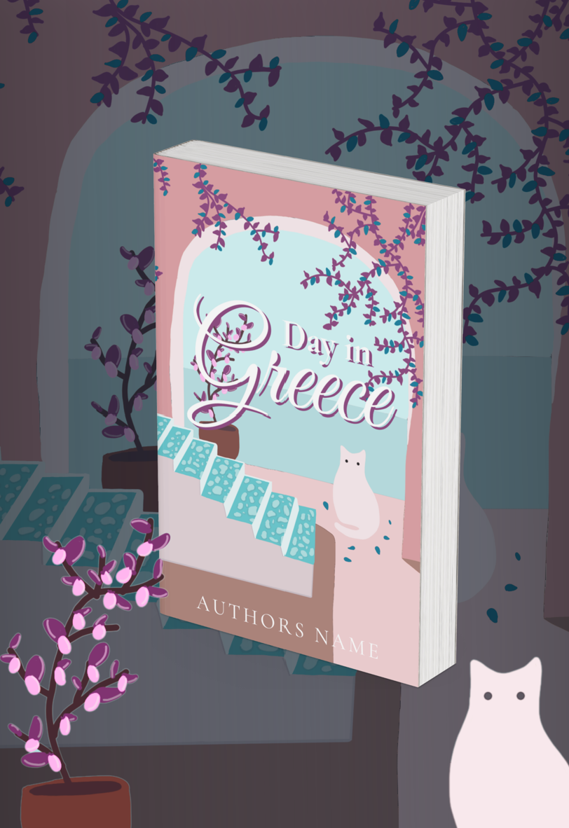 Pre-Made Full Wrap Book Cover – Contemporary Romance, Greece, Summer Love Theme