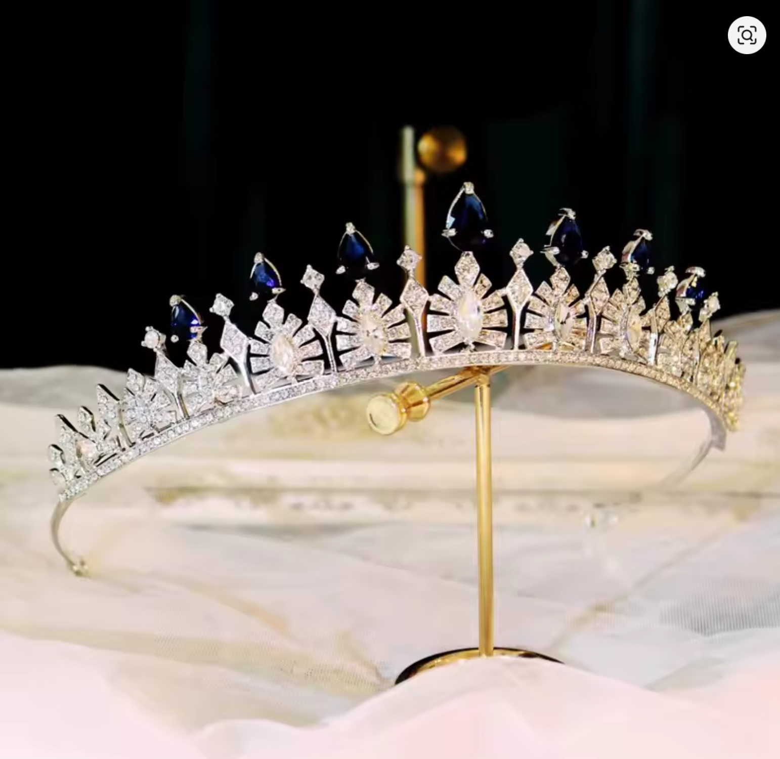 Luxury Blue Crystal Tiara – Women’s Crown & Bridal Headpiece, Water Drop Design