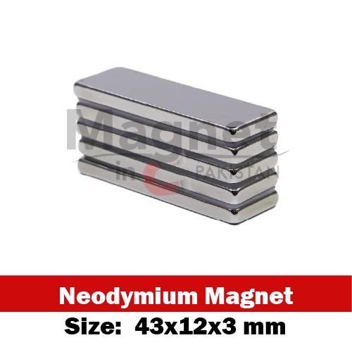 43x12x3mm Neodymium Bar Magnet in Pakistan