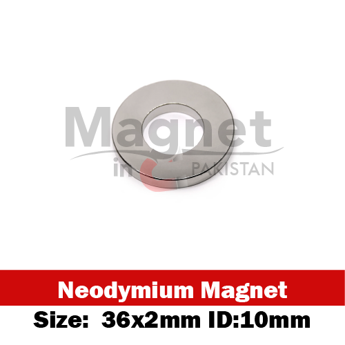 36x2mm (ID 10mm) Neodymium Ring Magnet with Hole in Pakistan