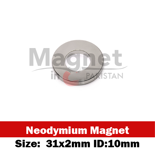 31x2mm (Inner Dia 10mm) Neodymium Ring Magnet in Pakistan