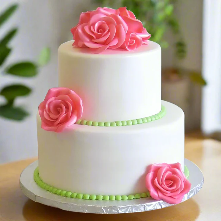 Two-Tier White Wedding Cake  / 1 KG 