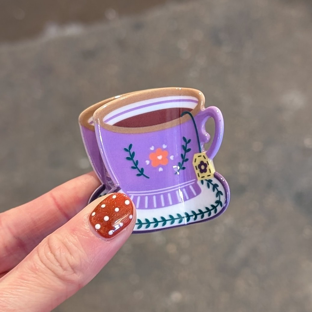 Purple Teacup - Small Hair Claw Clip