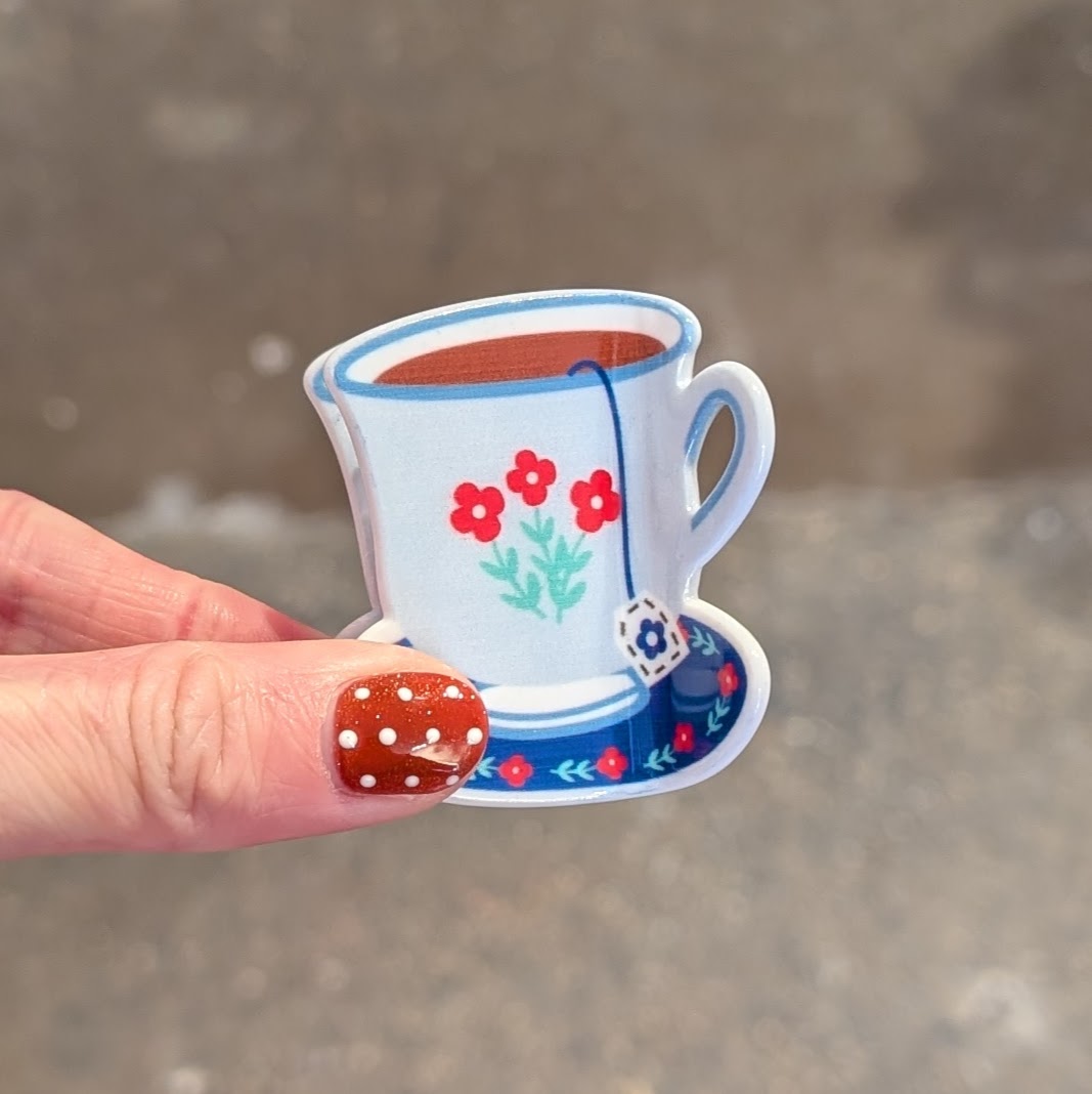Blue Teacup - Small Hair Claw Clip