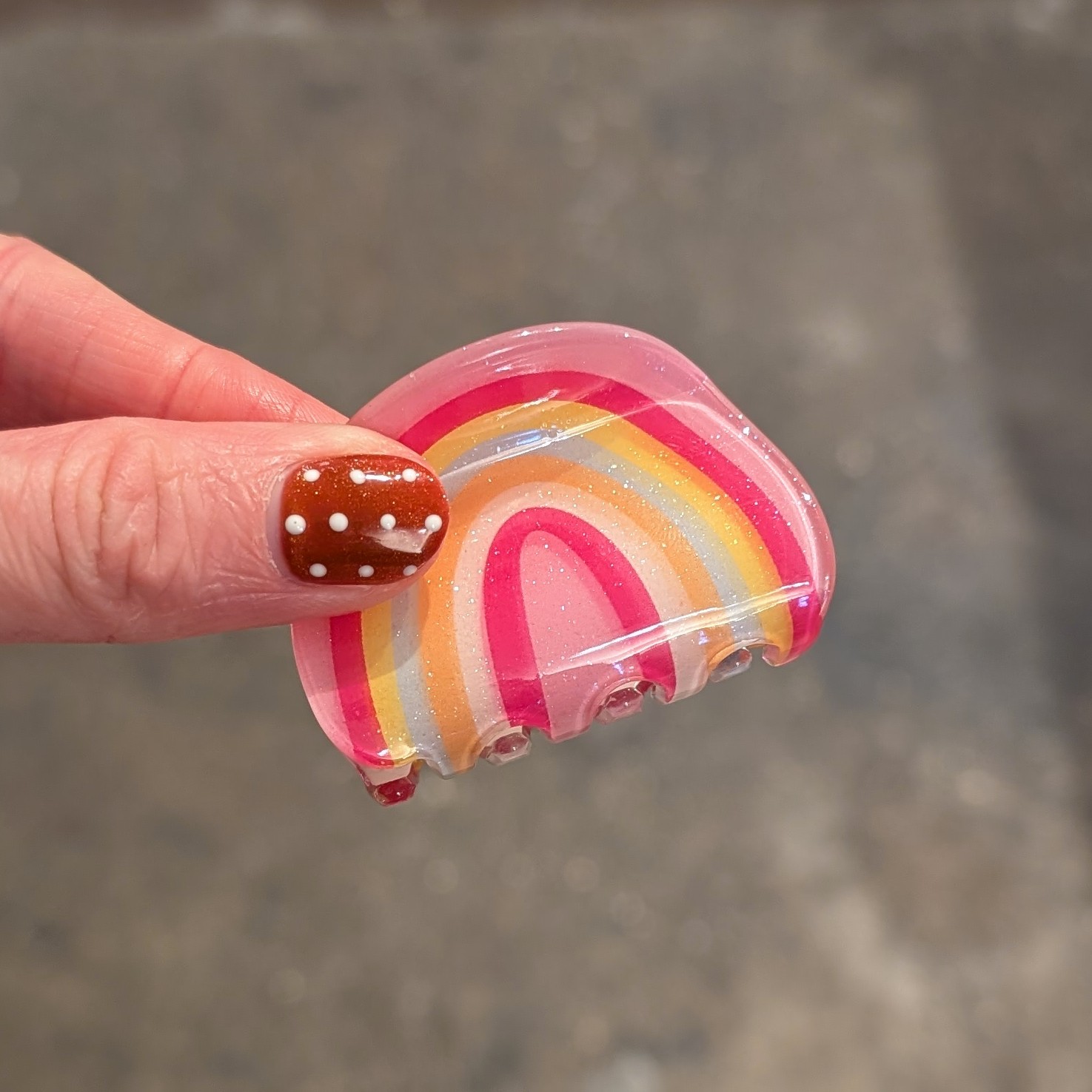Pink Rainbow - Small Hair Claw Clip