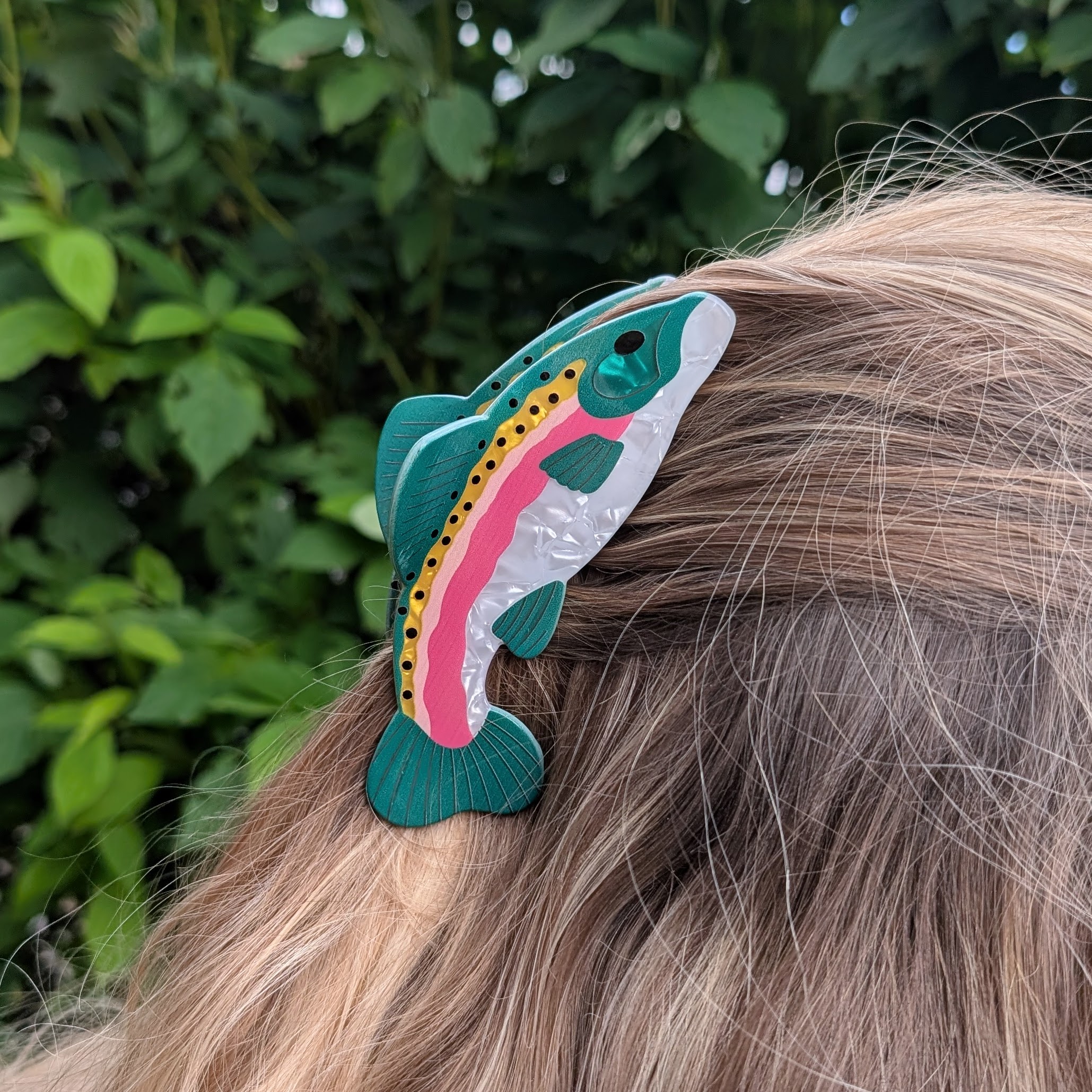 Green Fish Large Hair Claw Clip