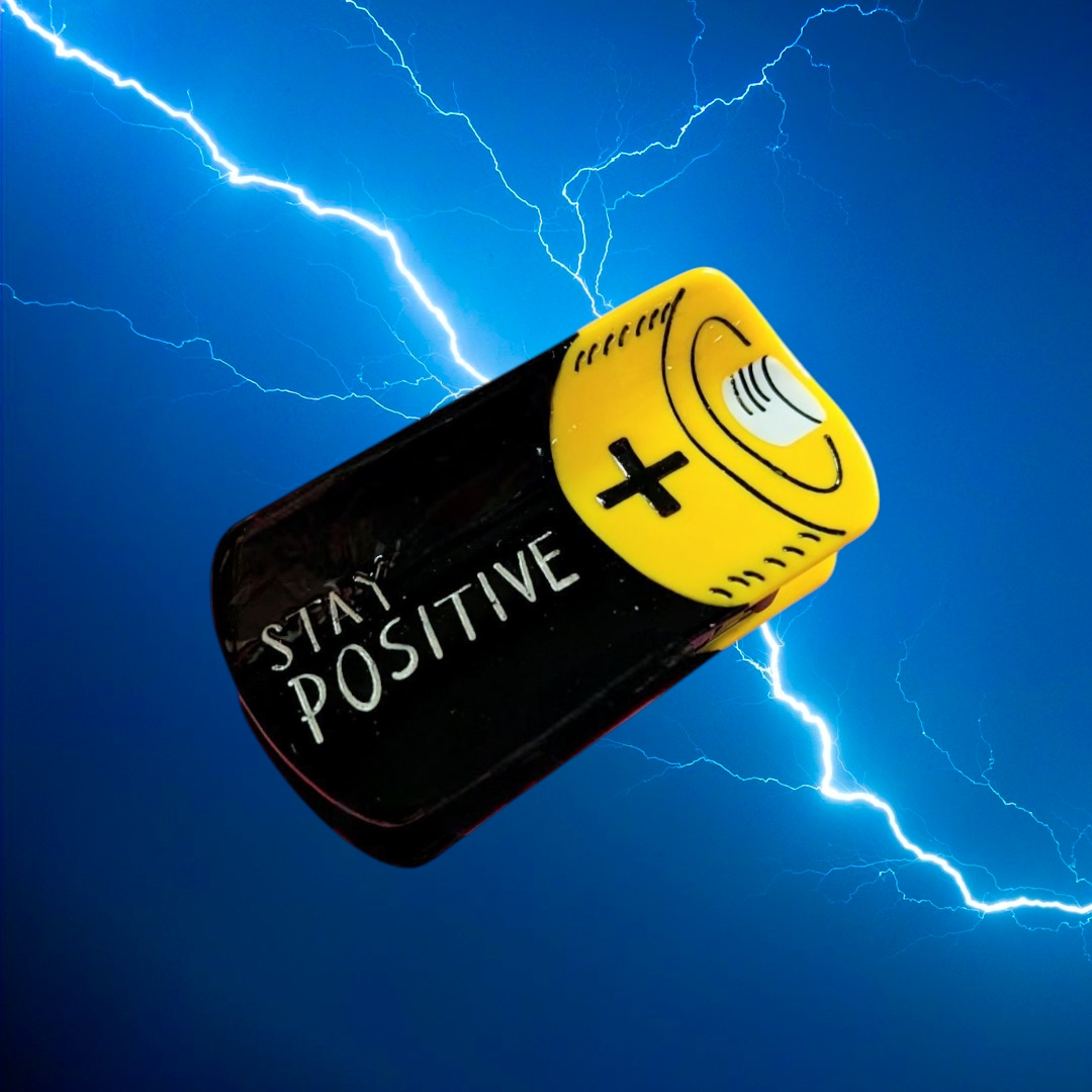Stay Positive Battery Medium Hair Claw Clip