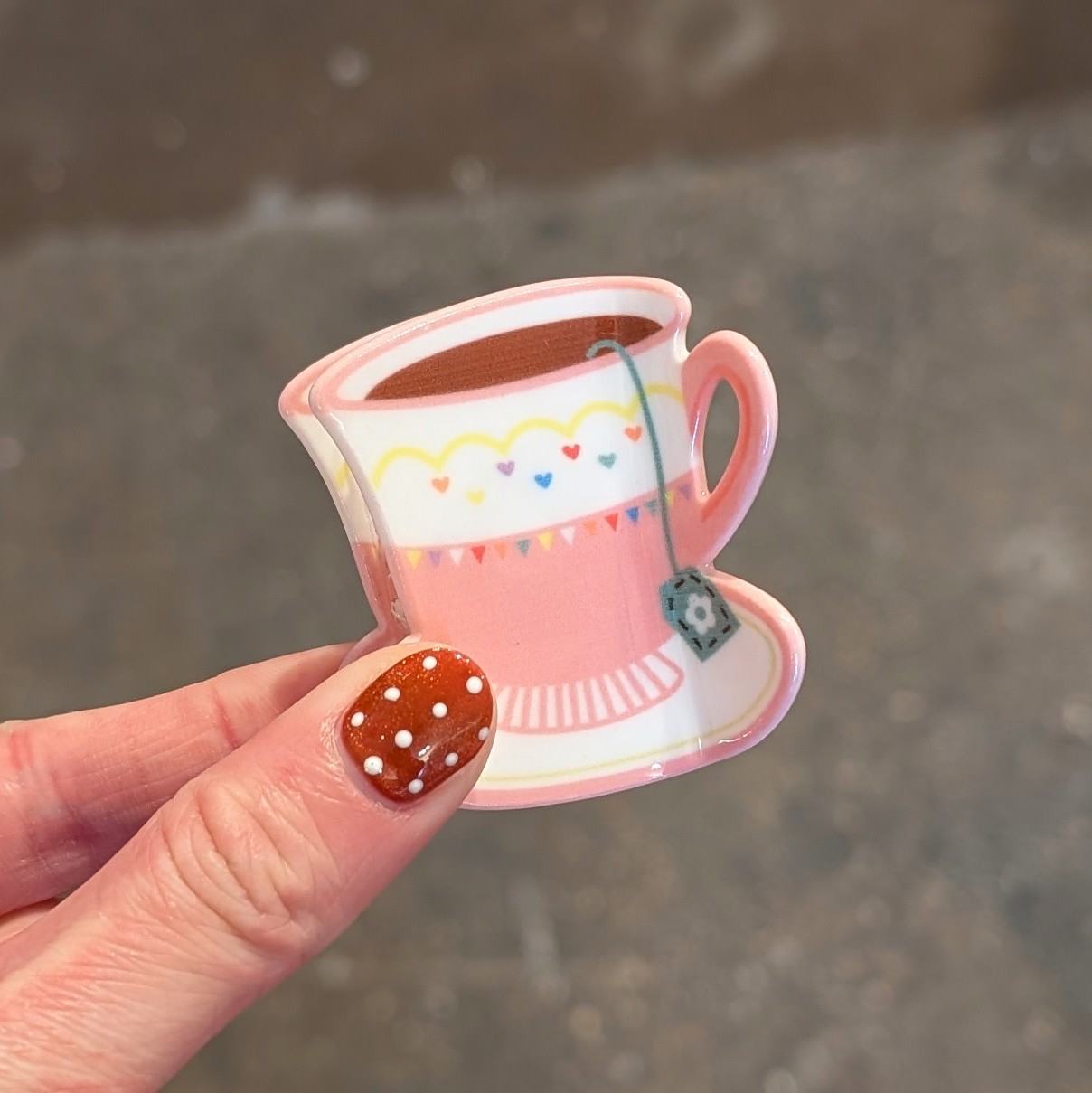 Pink Teacup - Small Hair Claw Clip