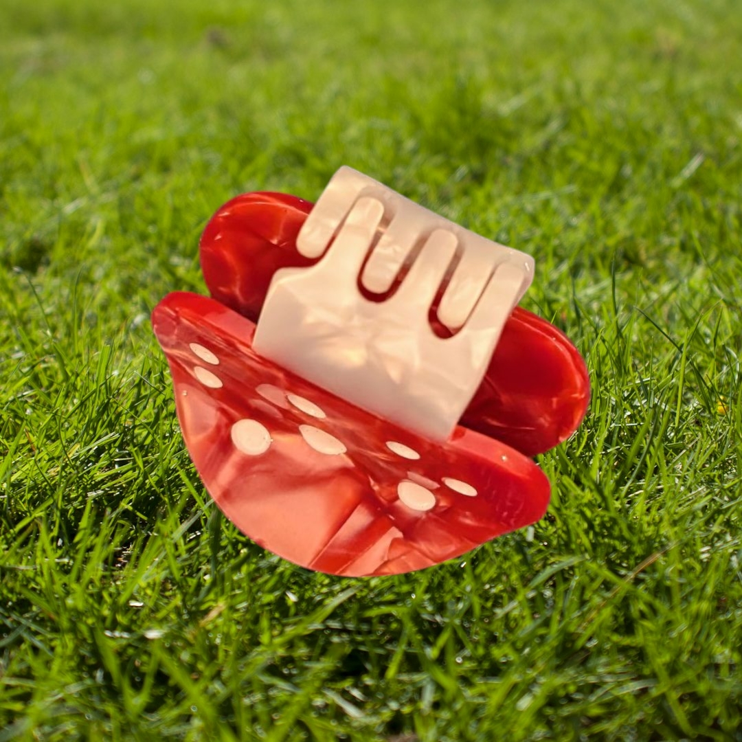 Toadstool Mini Hair Claw Clip