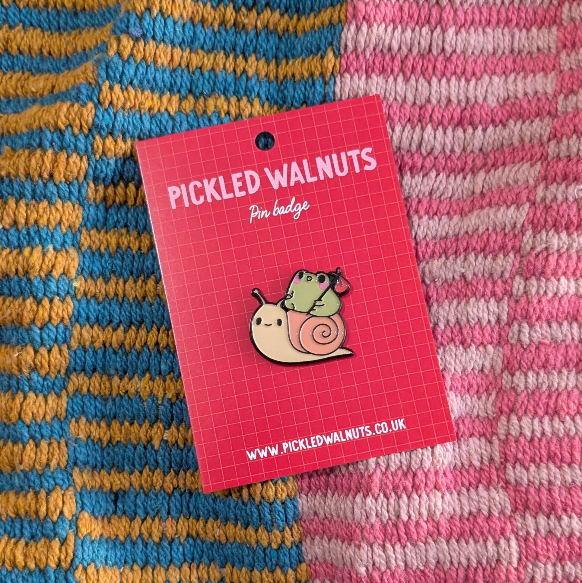 'Frog and snail adventure' pin badge