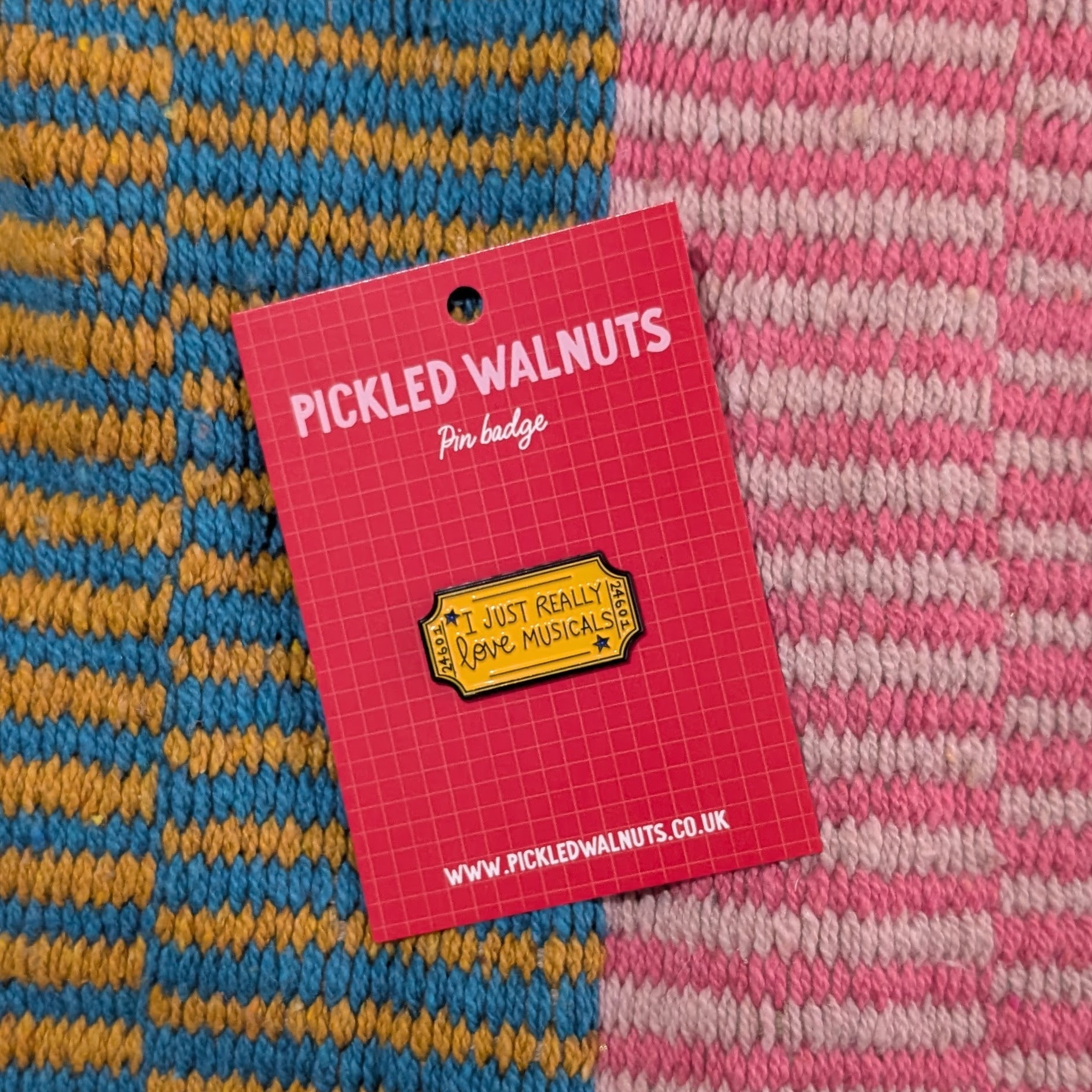 'I just really love musicals' pin badge