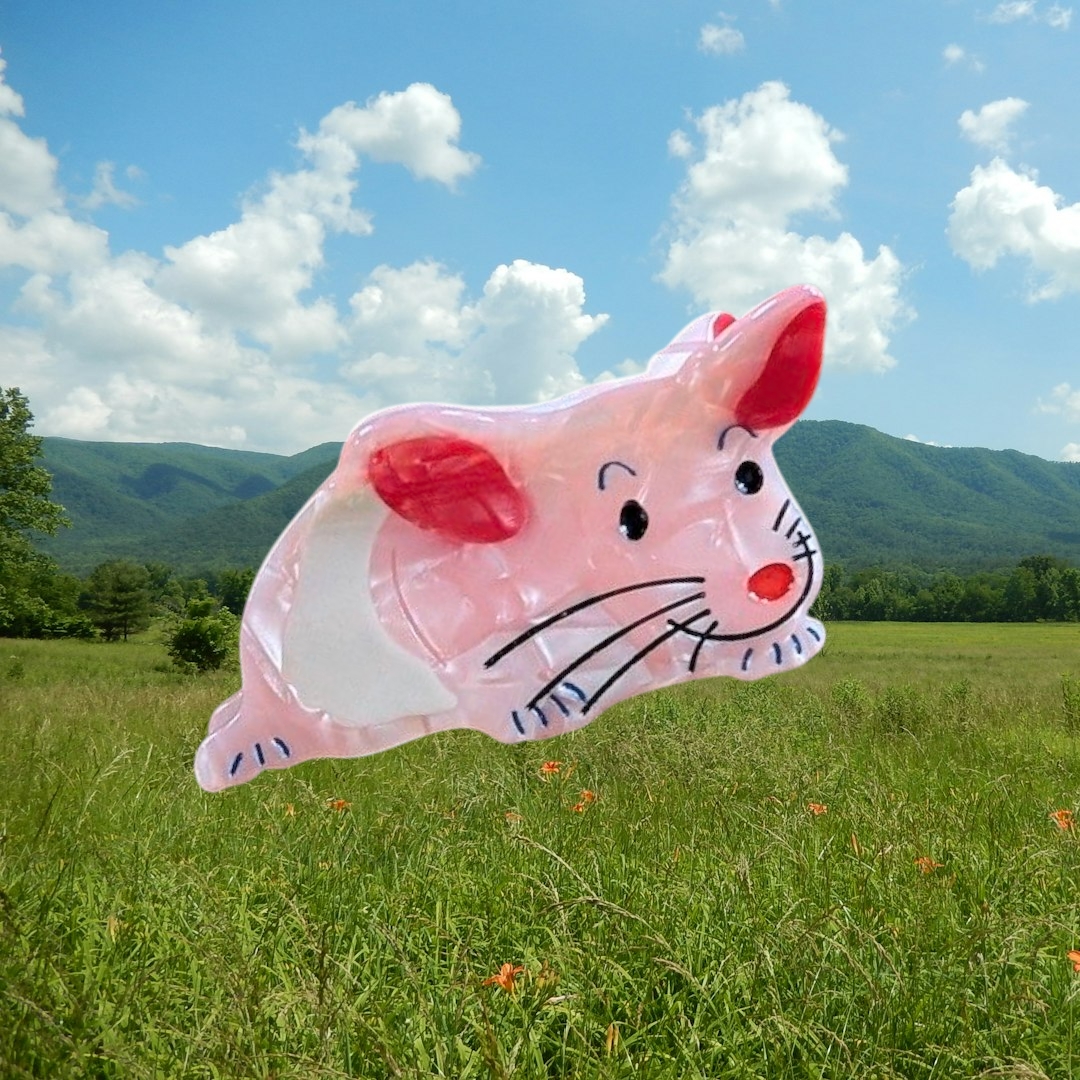 Pink Mouse Medium Hair Claw Clip