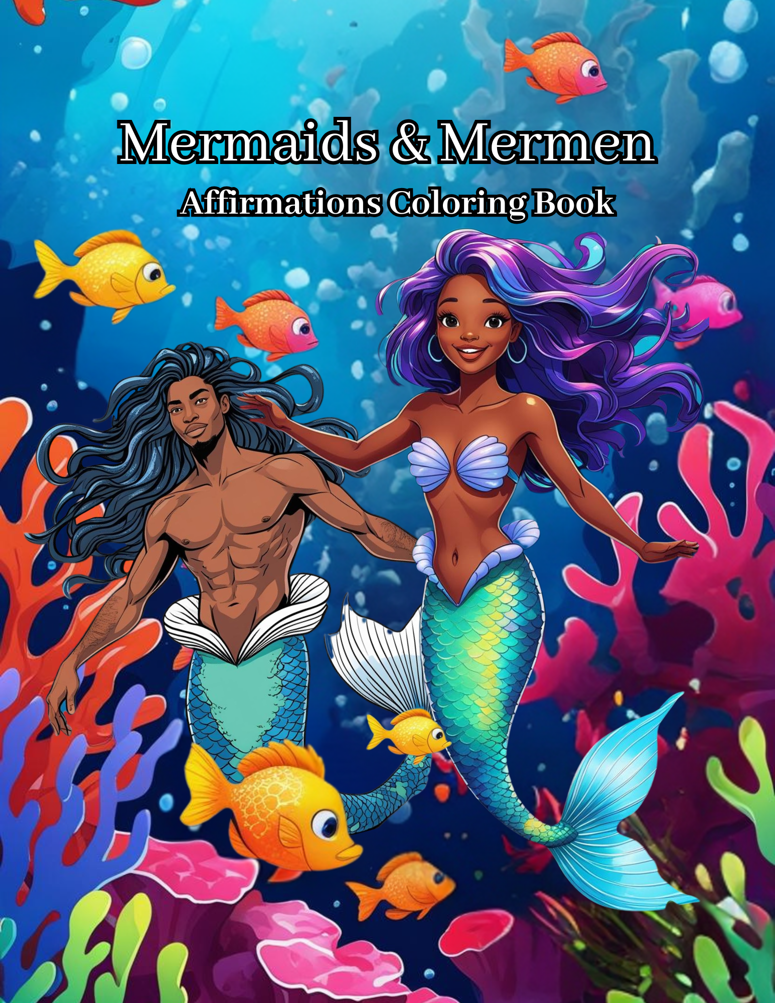 Mermaids & Mermen Affirmation Coloring Book
