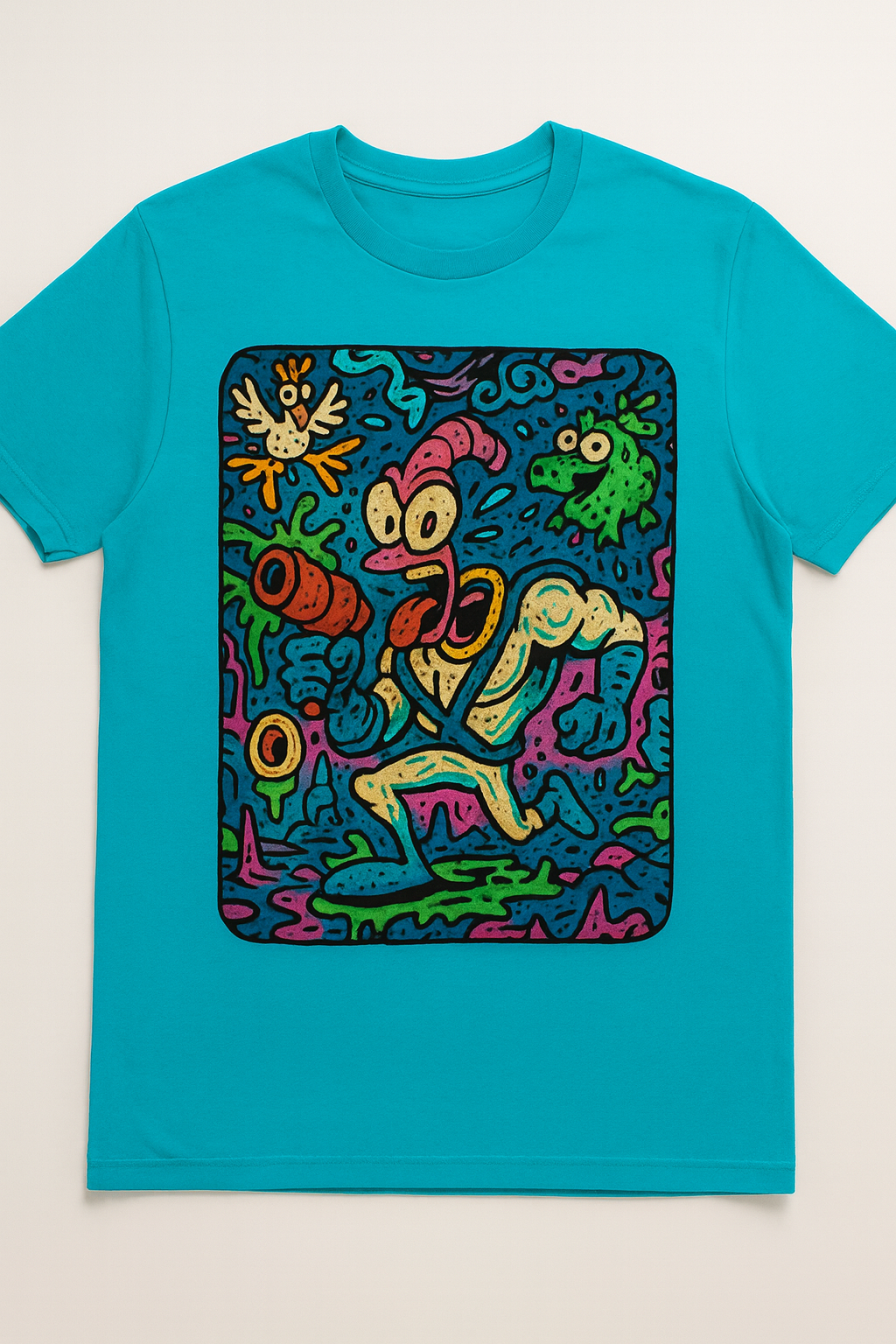 Earthworm Jim Chaos Cartoon Graphic T-Shirt