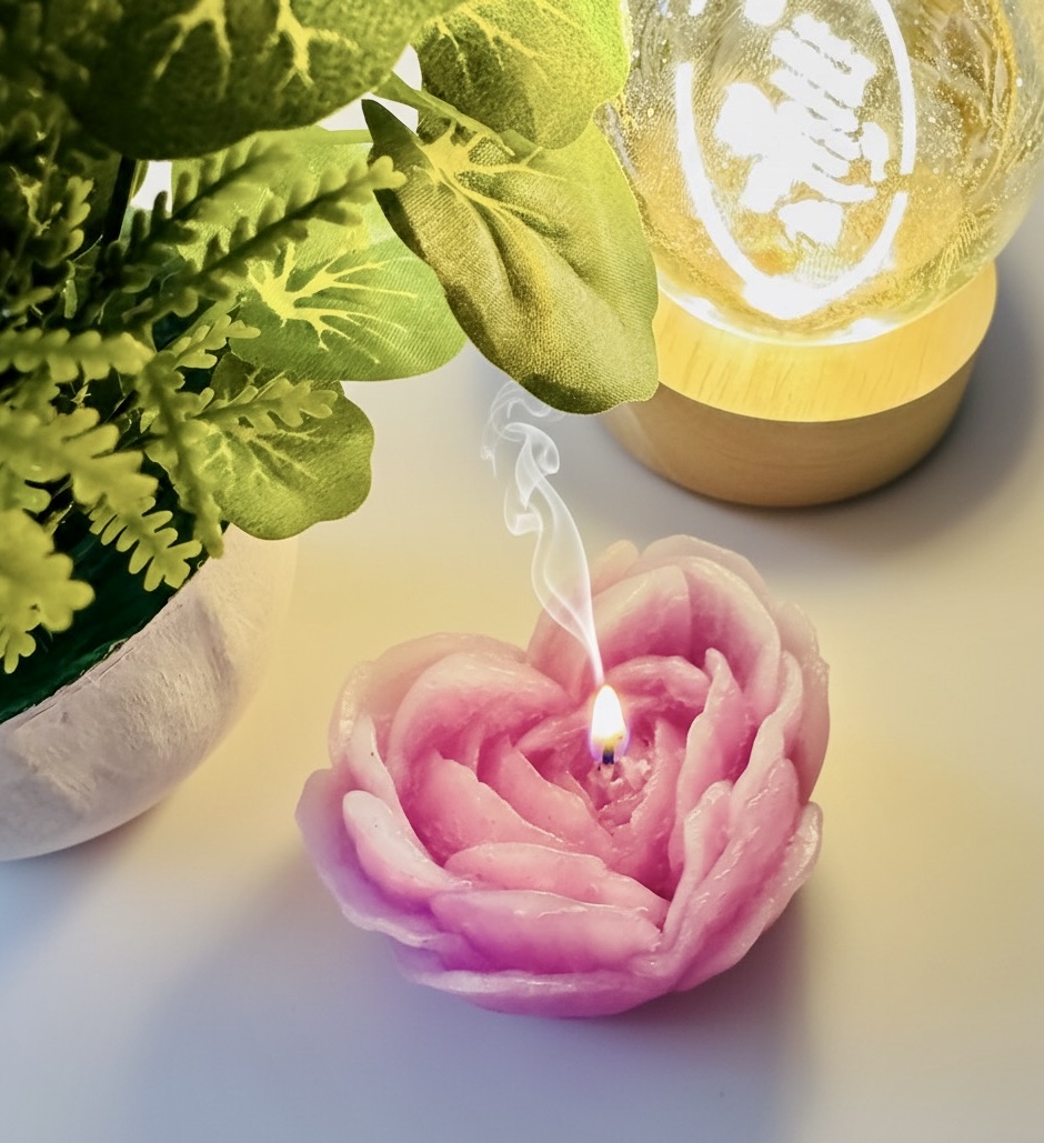 Heart-Shaped Rose Flower Scented Candle