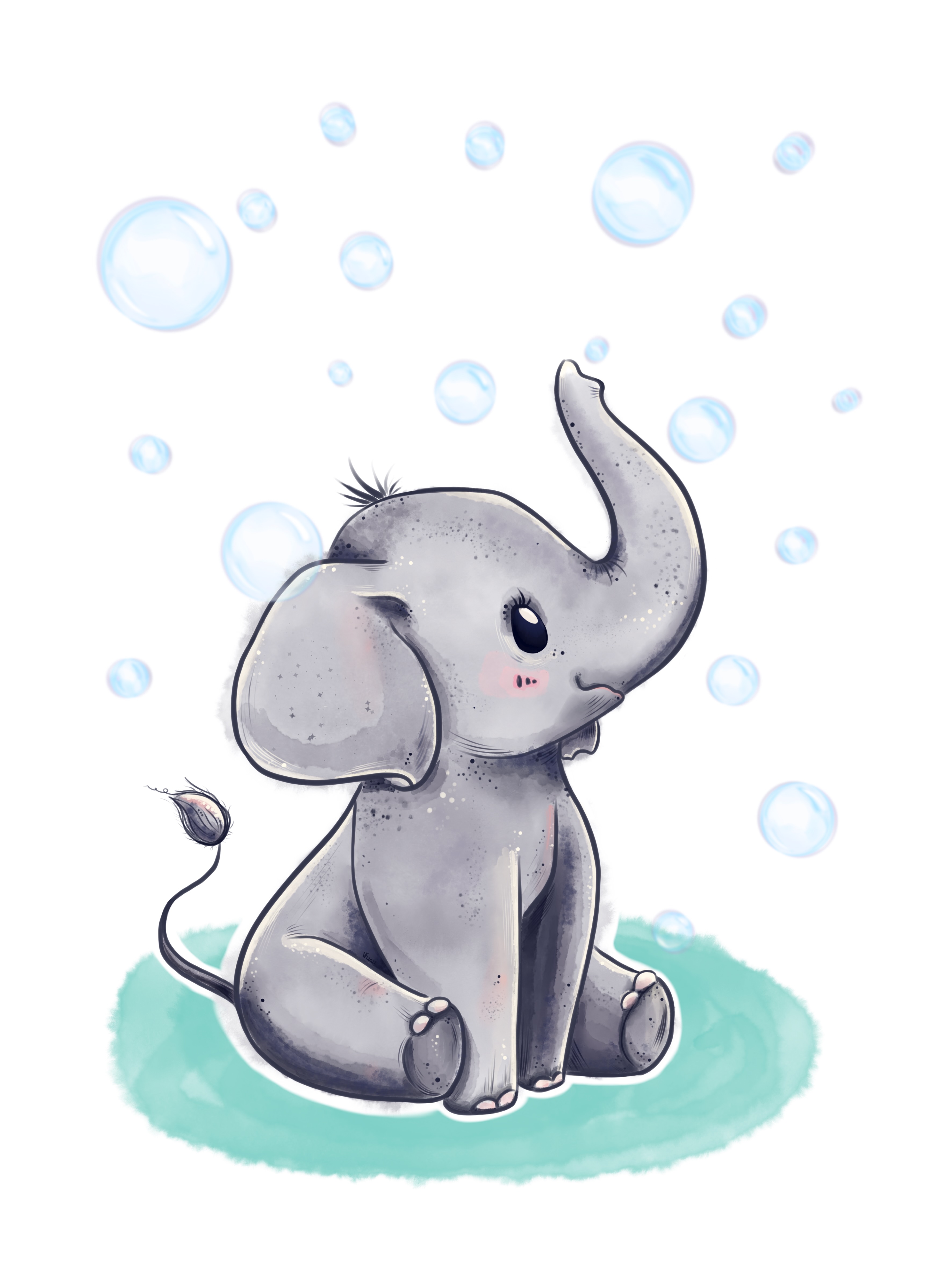 Cute Baby Elephant Art Print