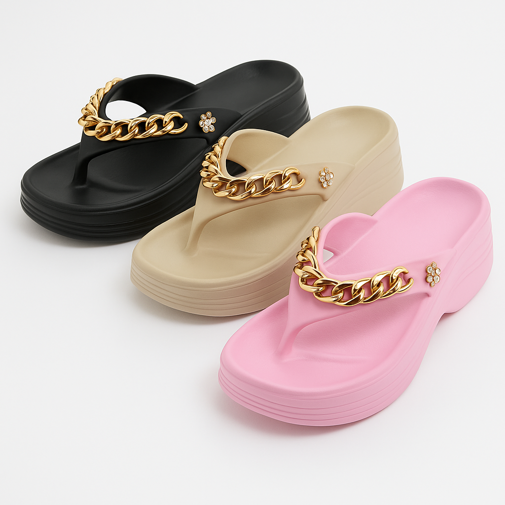 Sandales pour femmes avec chaîne dorée