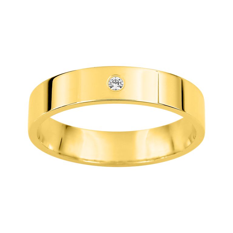 Alianza de oro con diamante