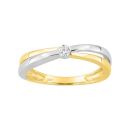 Anillo de oro y plata con diamante