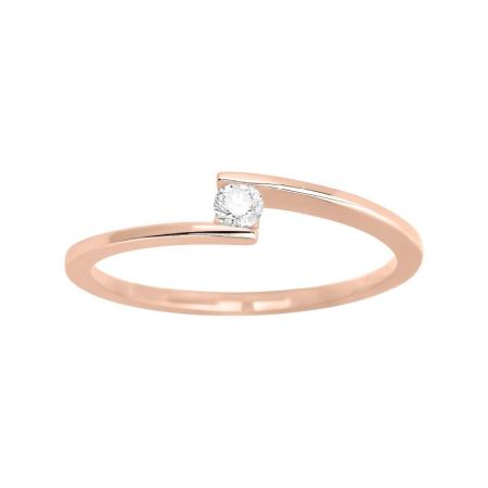 Anillo de oro rosa con diamante