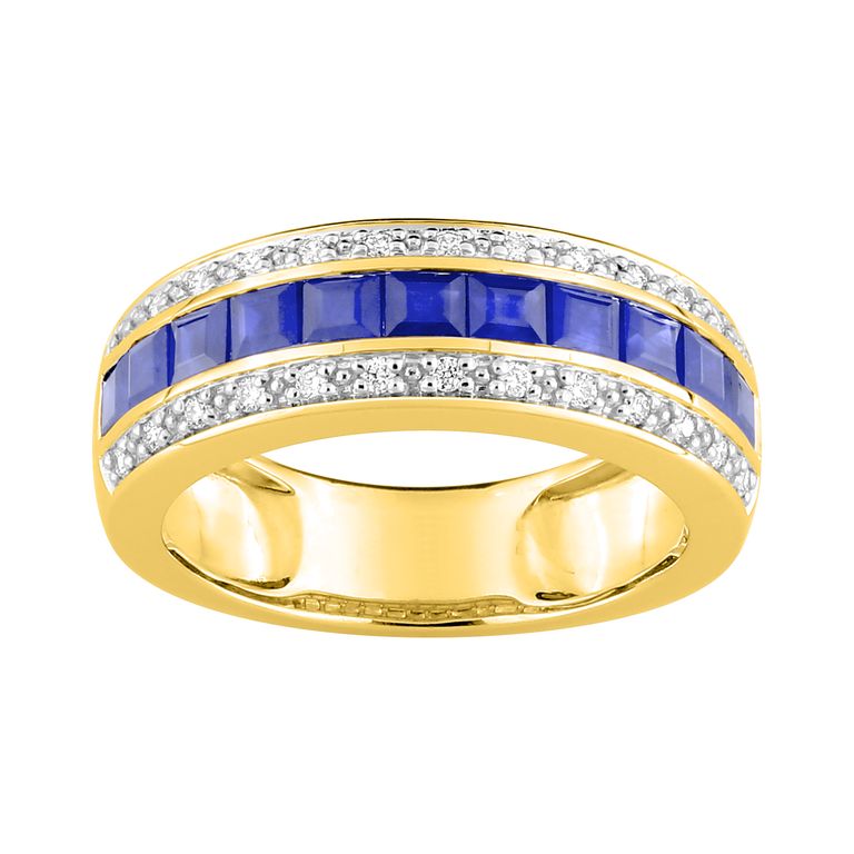 Anillo de oro con zafiros y diamantes