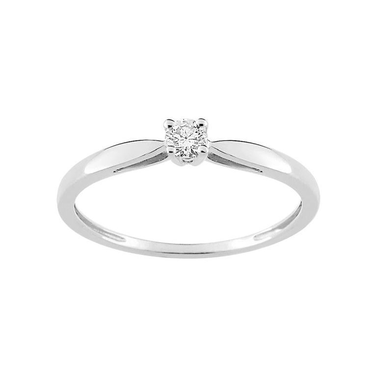Anillo de compromiso de oro blanco 9k