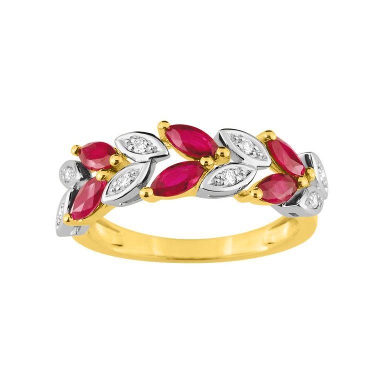 Anillo de oro con rubíes y diamantes