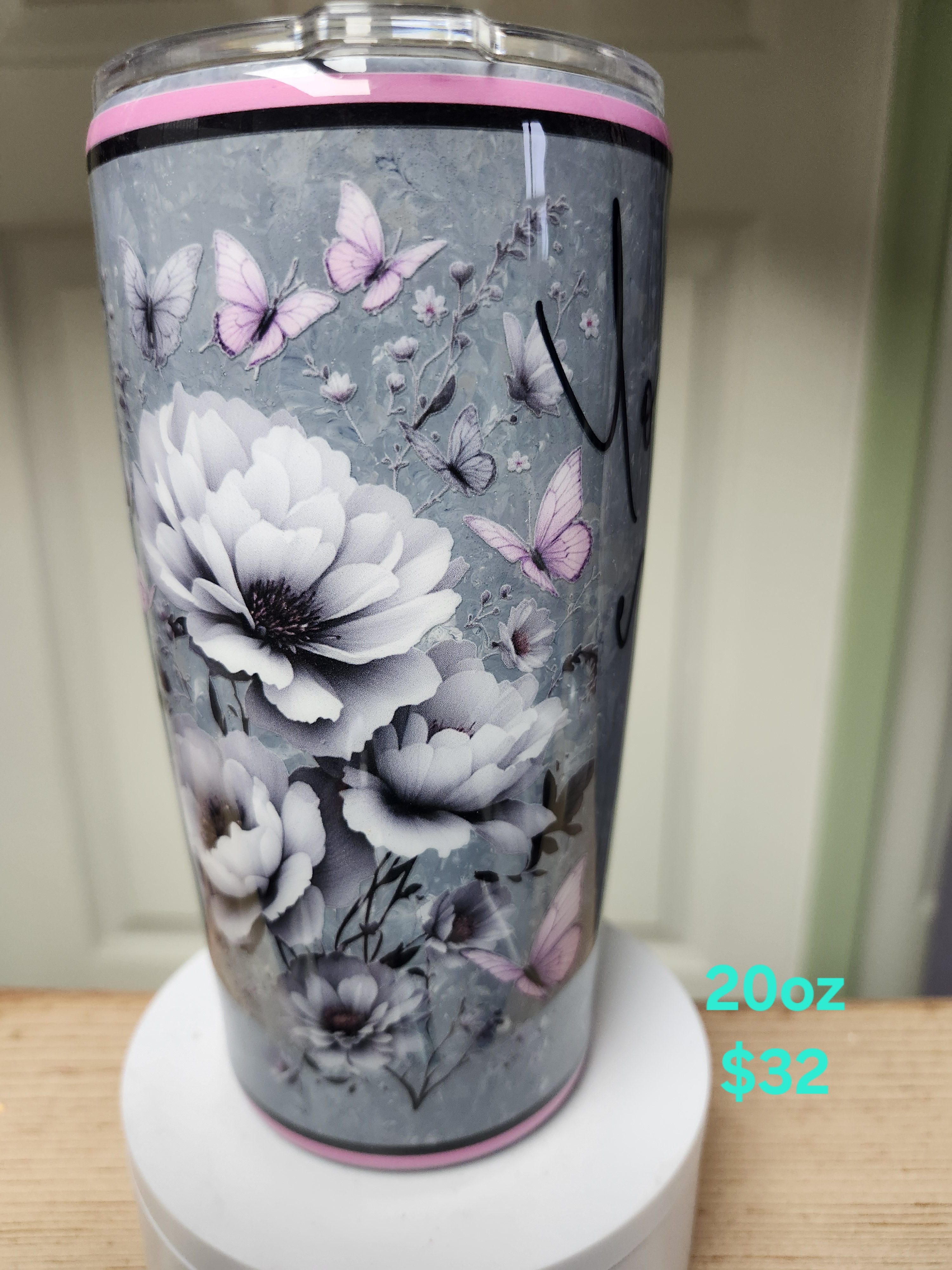 Floral Butterfly Tumbler 20oz