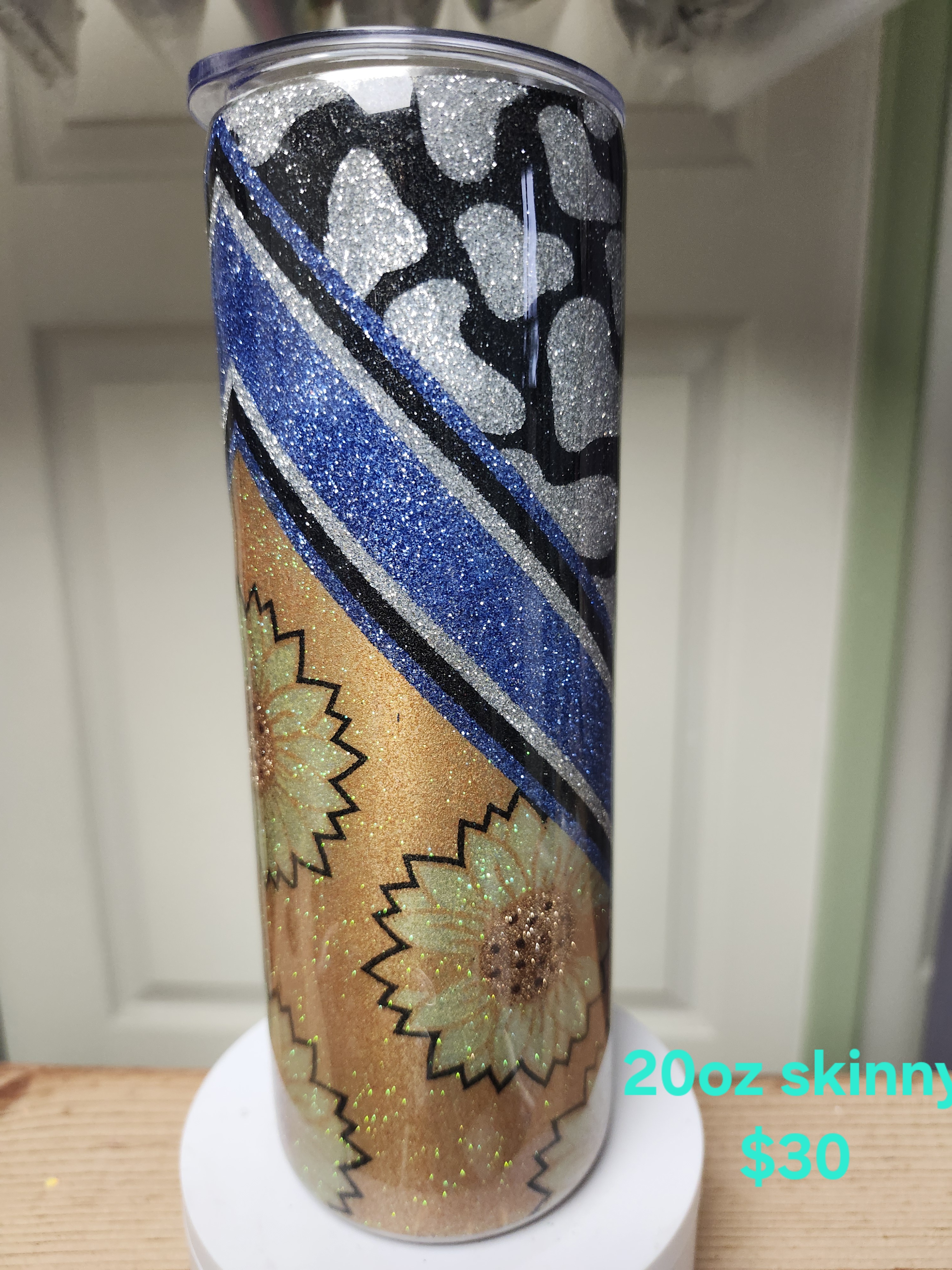 Glitter Floral Skinny Tumbler