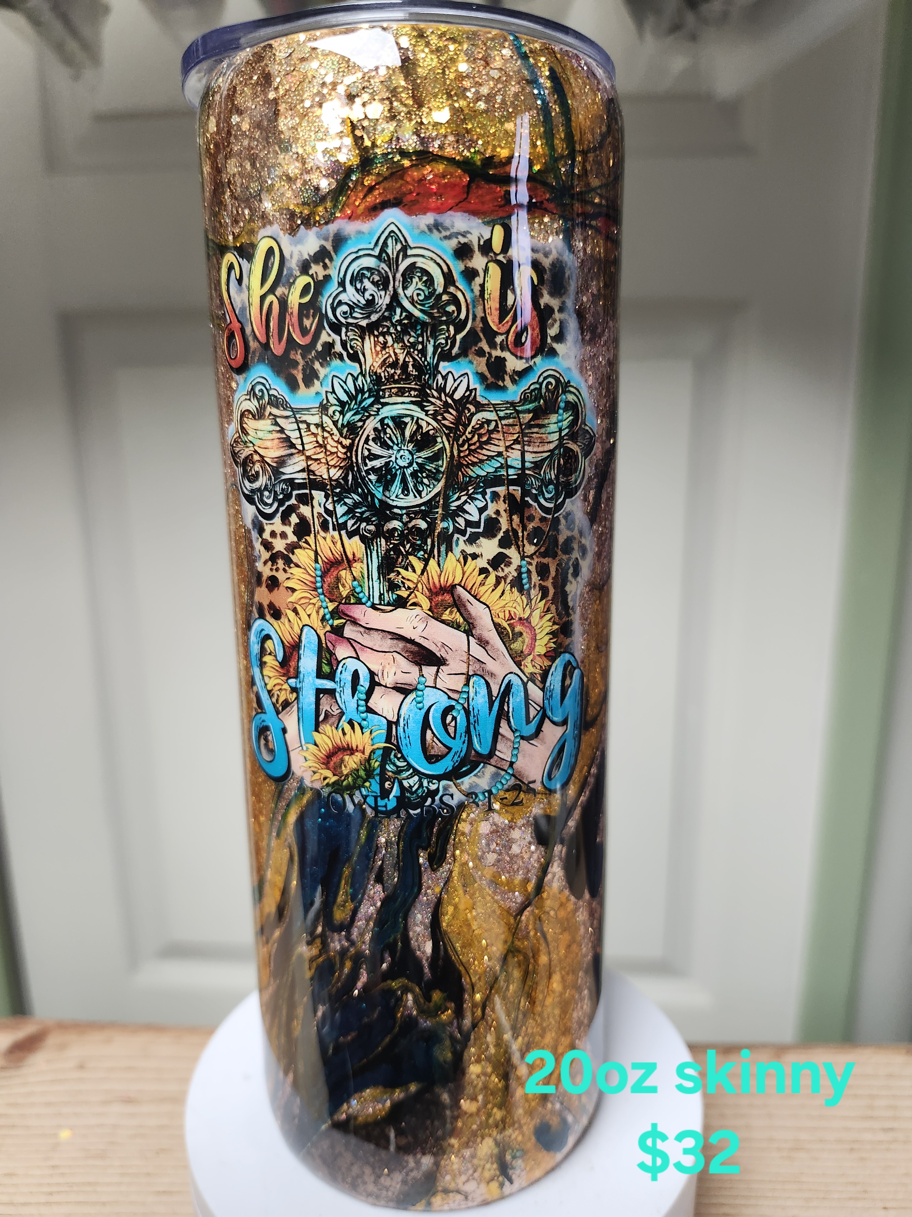 She Is Strong 20oz Skinny Tumbler