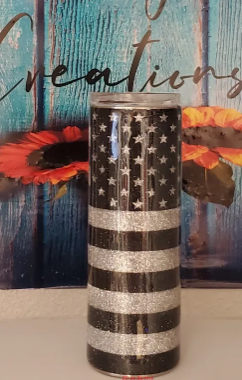 Black and Silver American Flag Tumbler