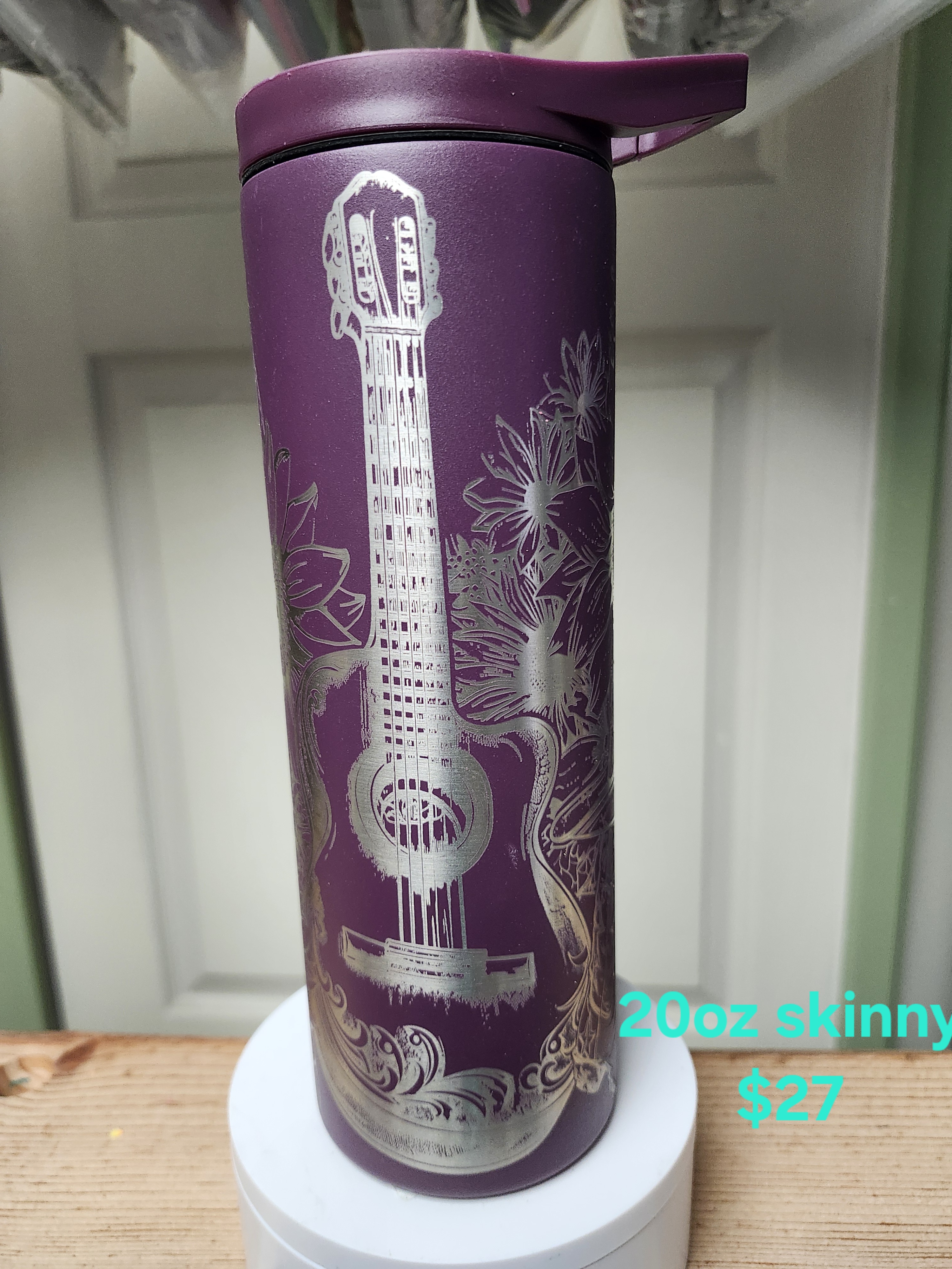 Guitar Engraved 20oz Skinny Tumbler