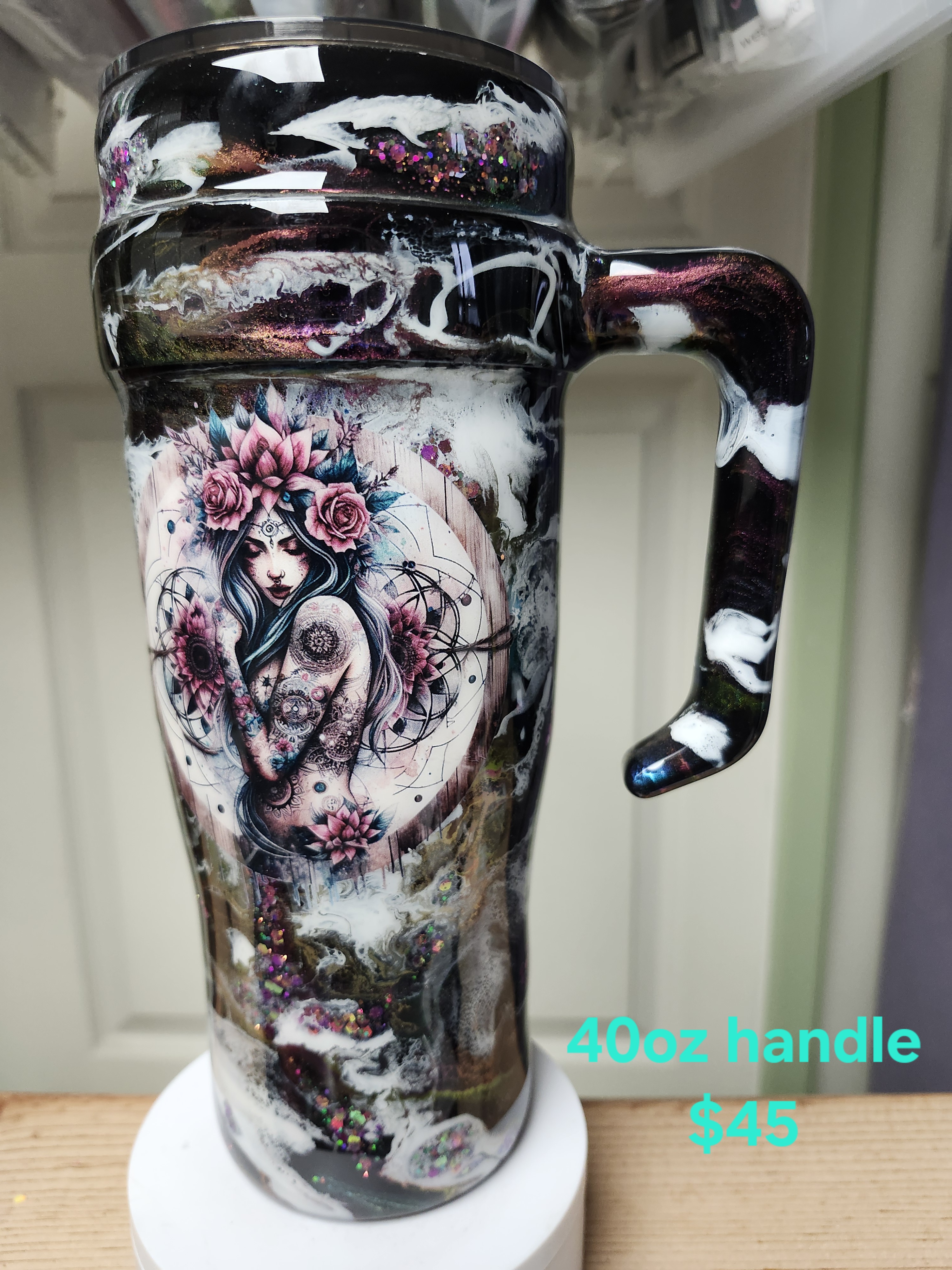 40oz Floral Tattoo Art Tumbler
