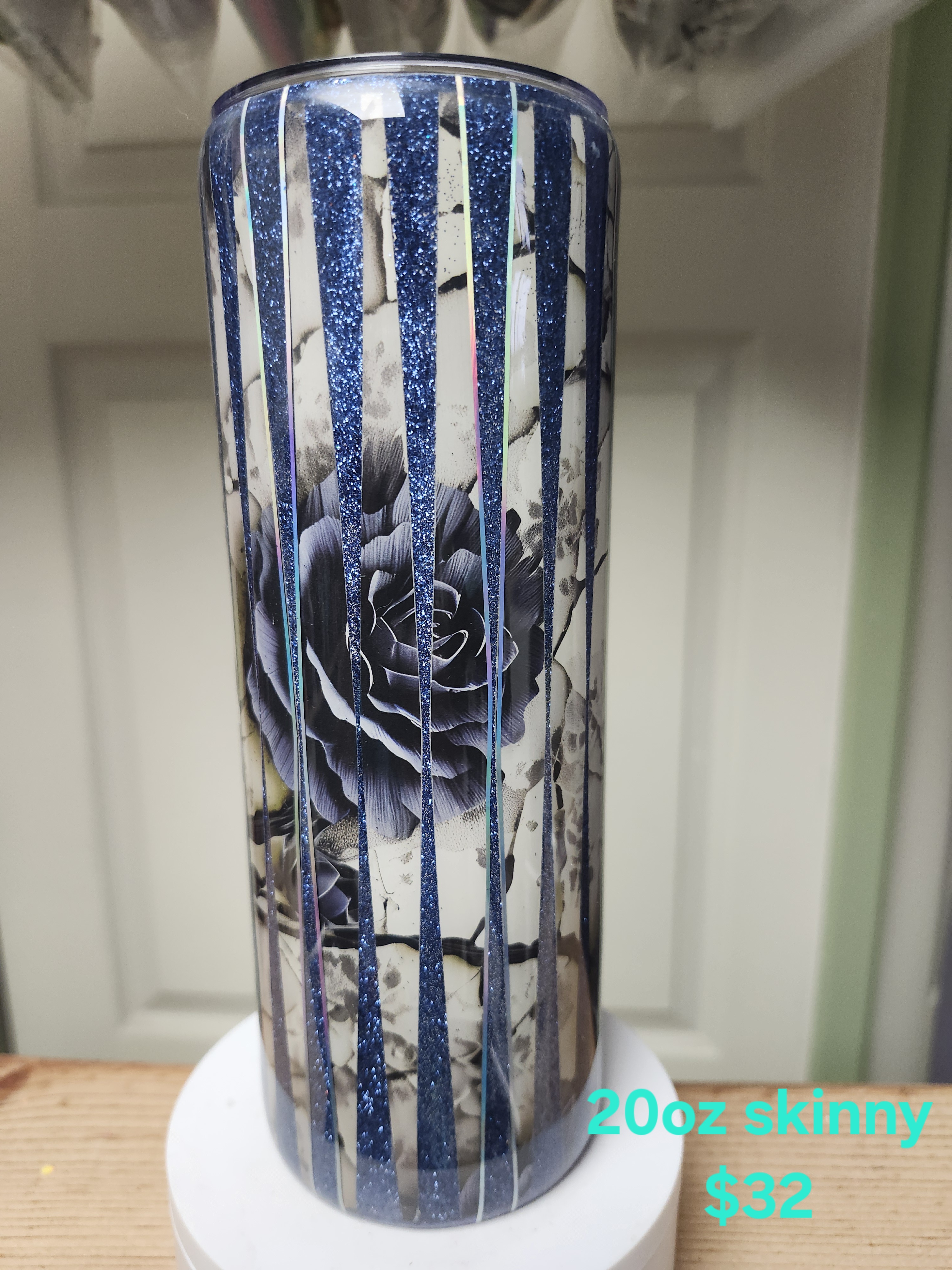 Blue Rose Skinny Tumbler