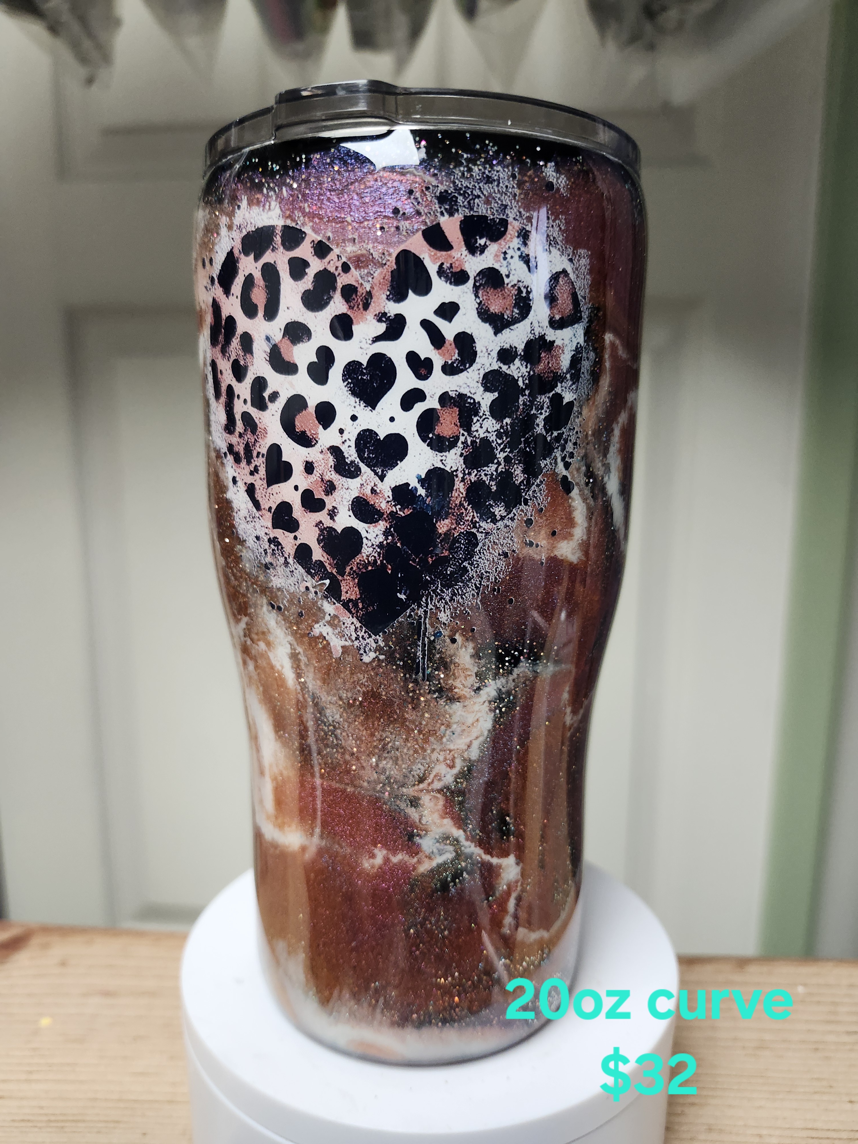 Leopard Heart 20oz Curved Tumbler
