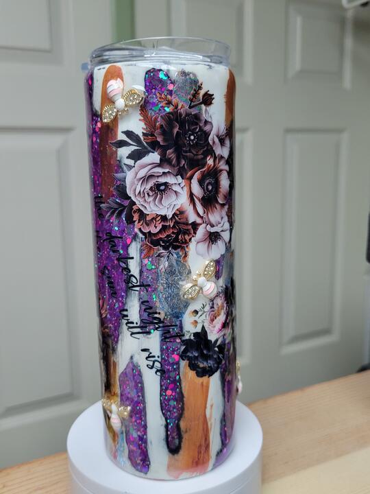 Floral Glitter Tumbler