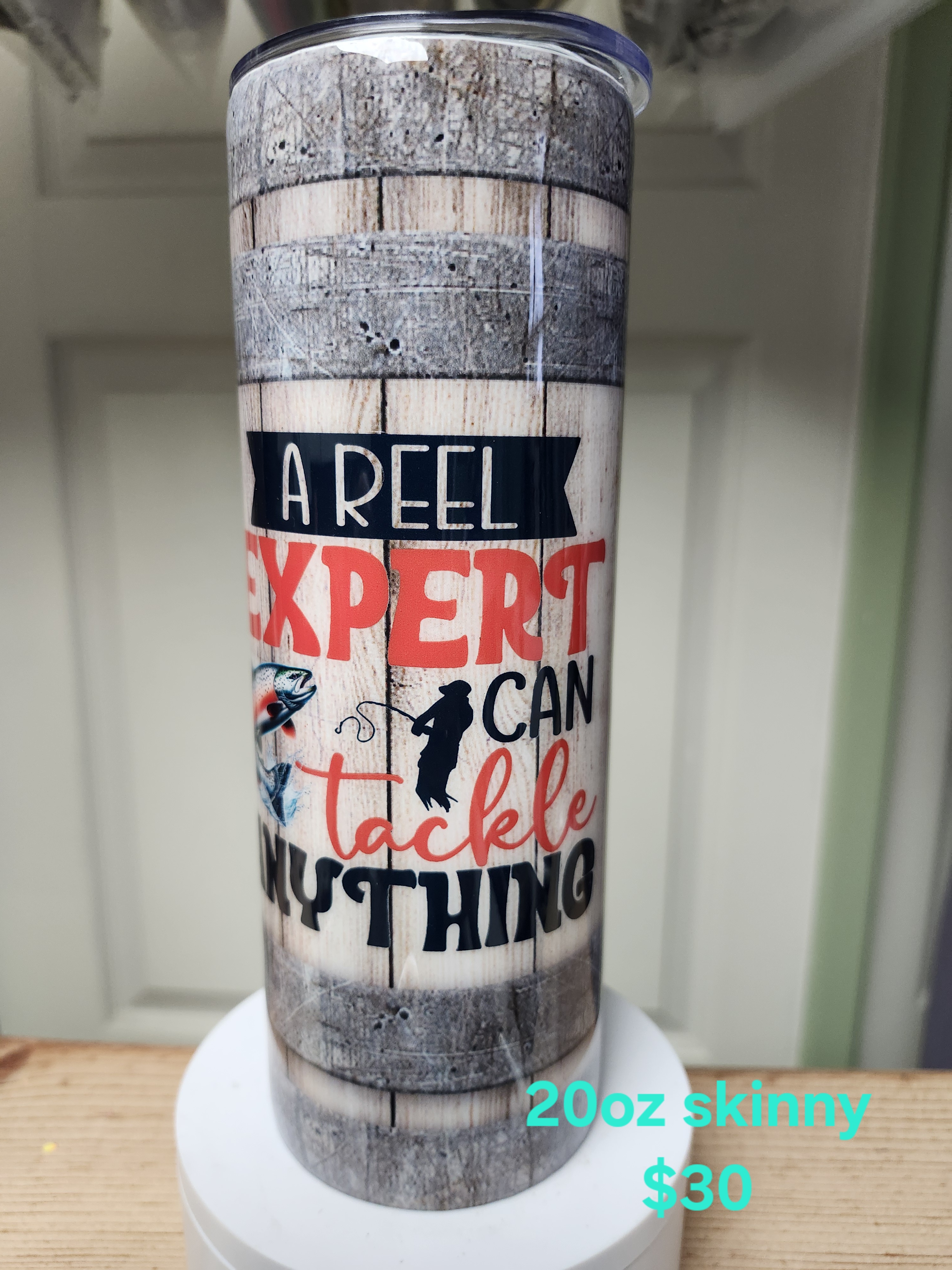 Fishing themed 20oz skinny tumbler