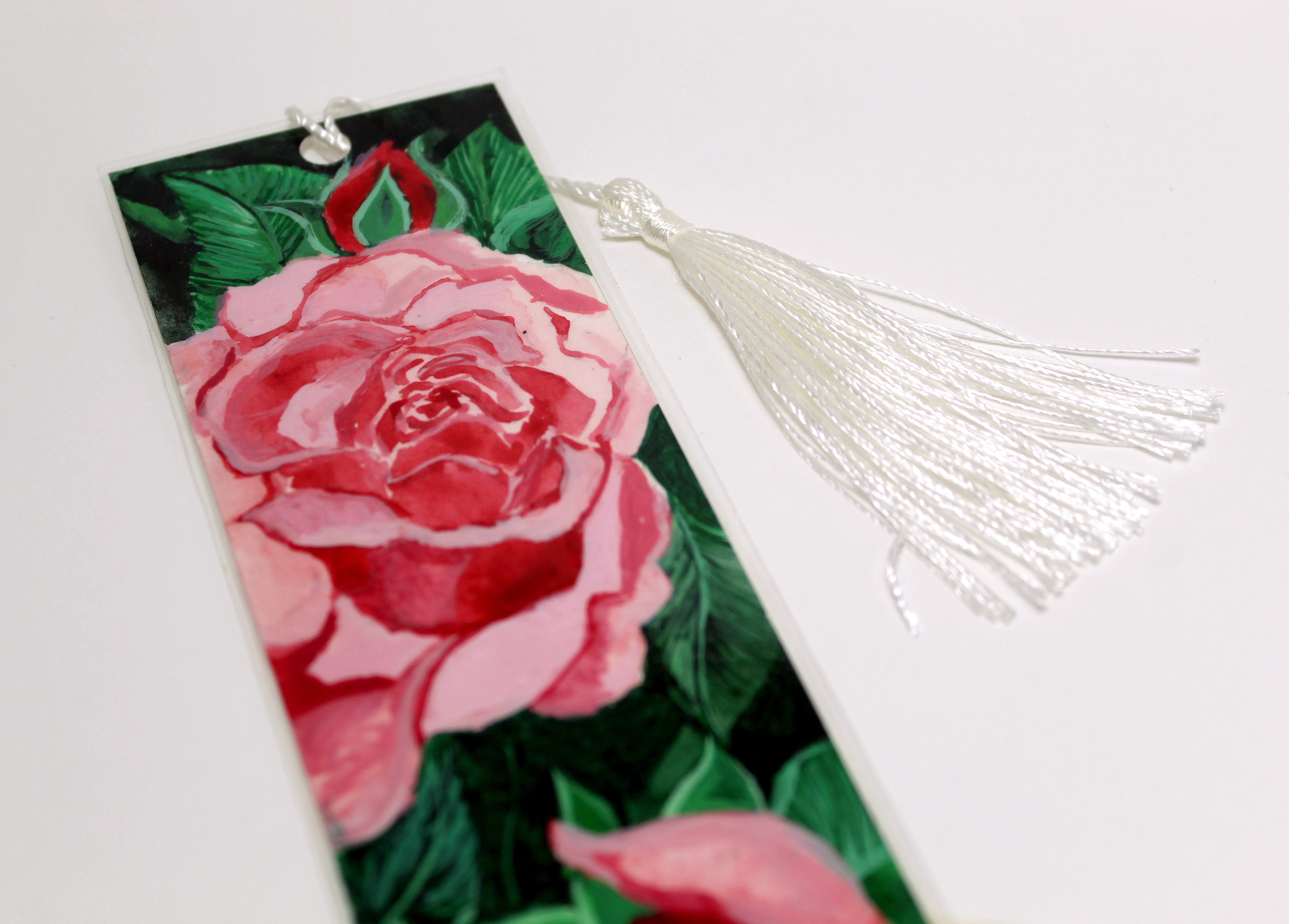 Watercolor Rose Laminated Bookmark