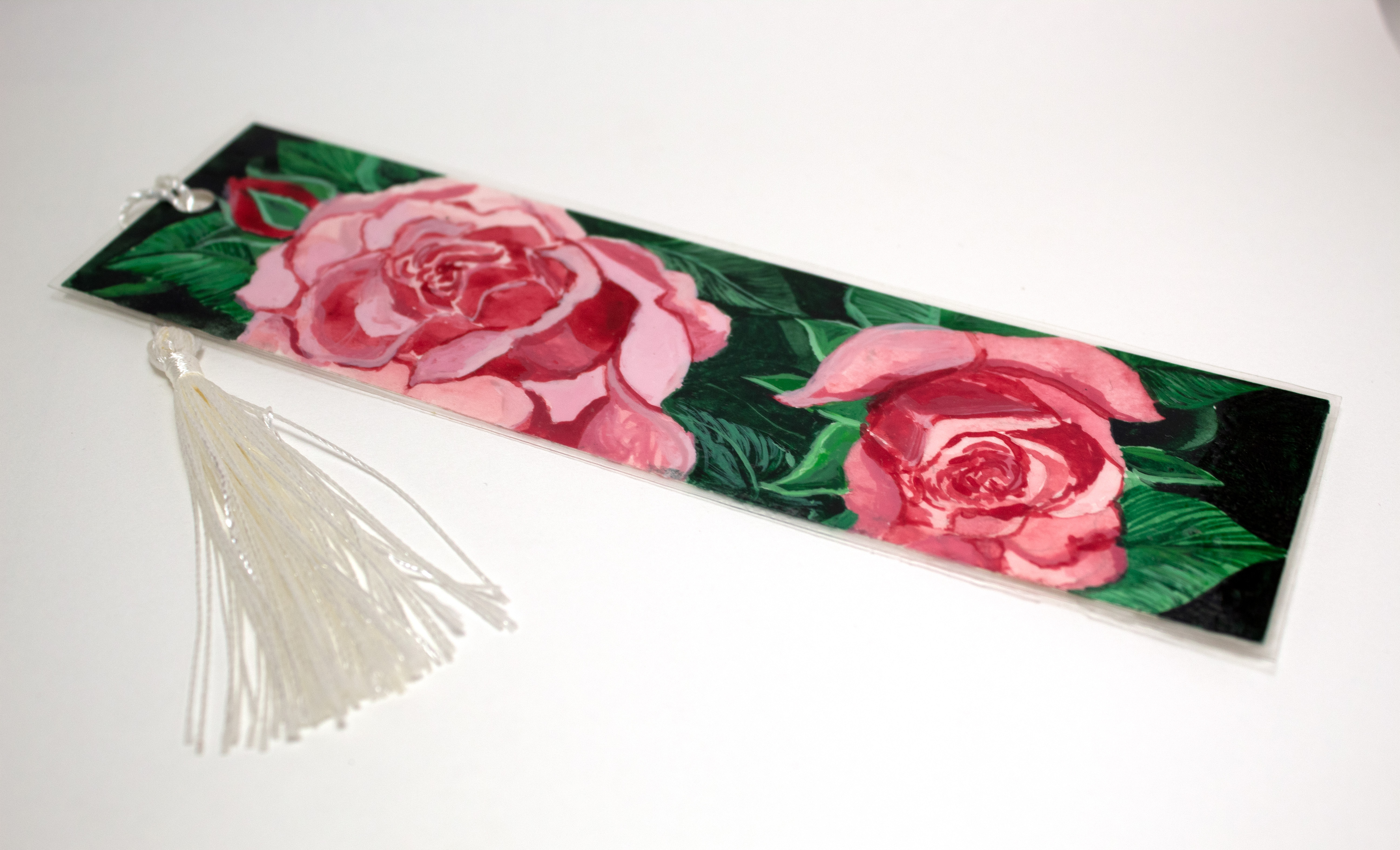 Watercolor Rose Laminated Bookmark