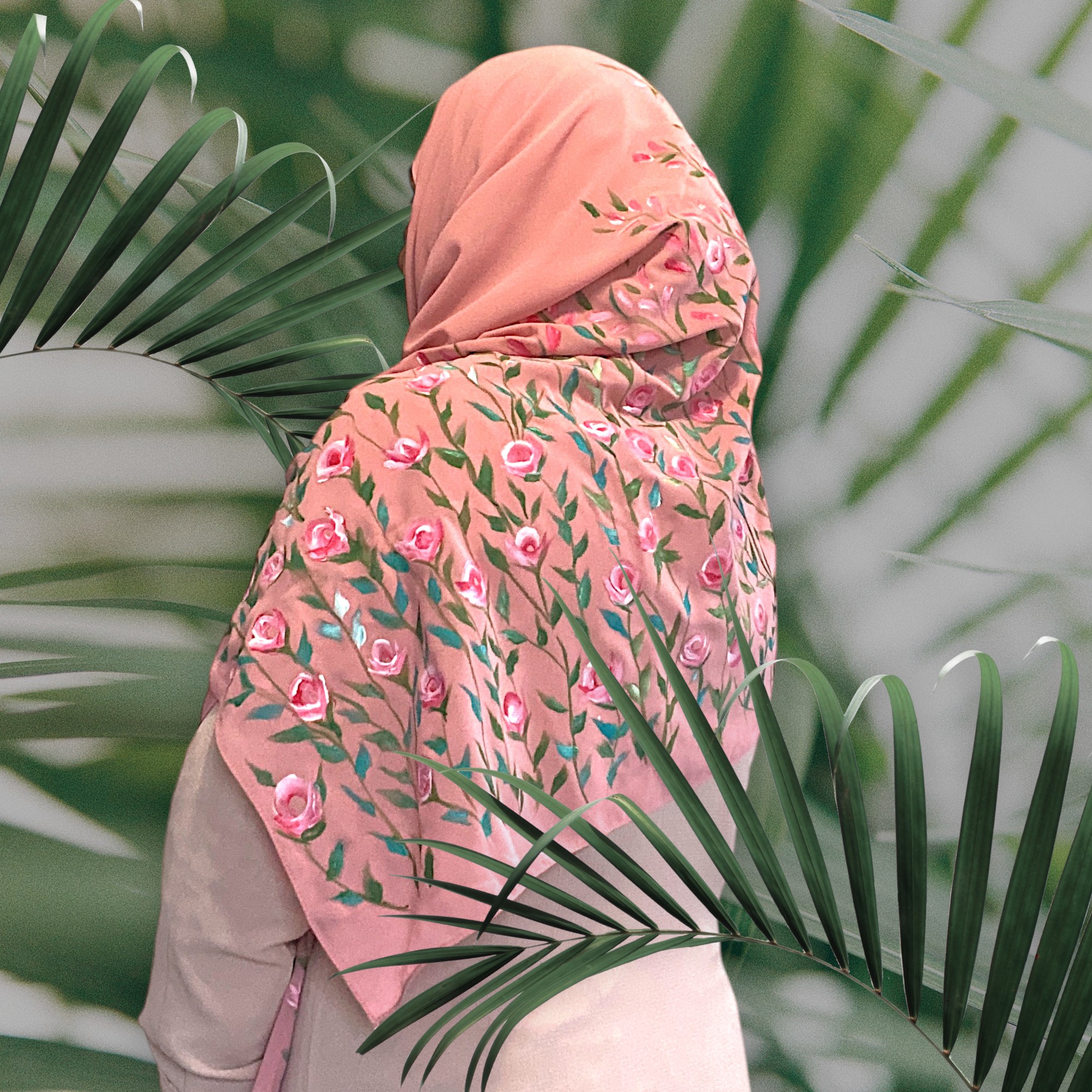 Hand-Painted Dusty Rose Hijab