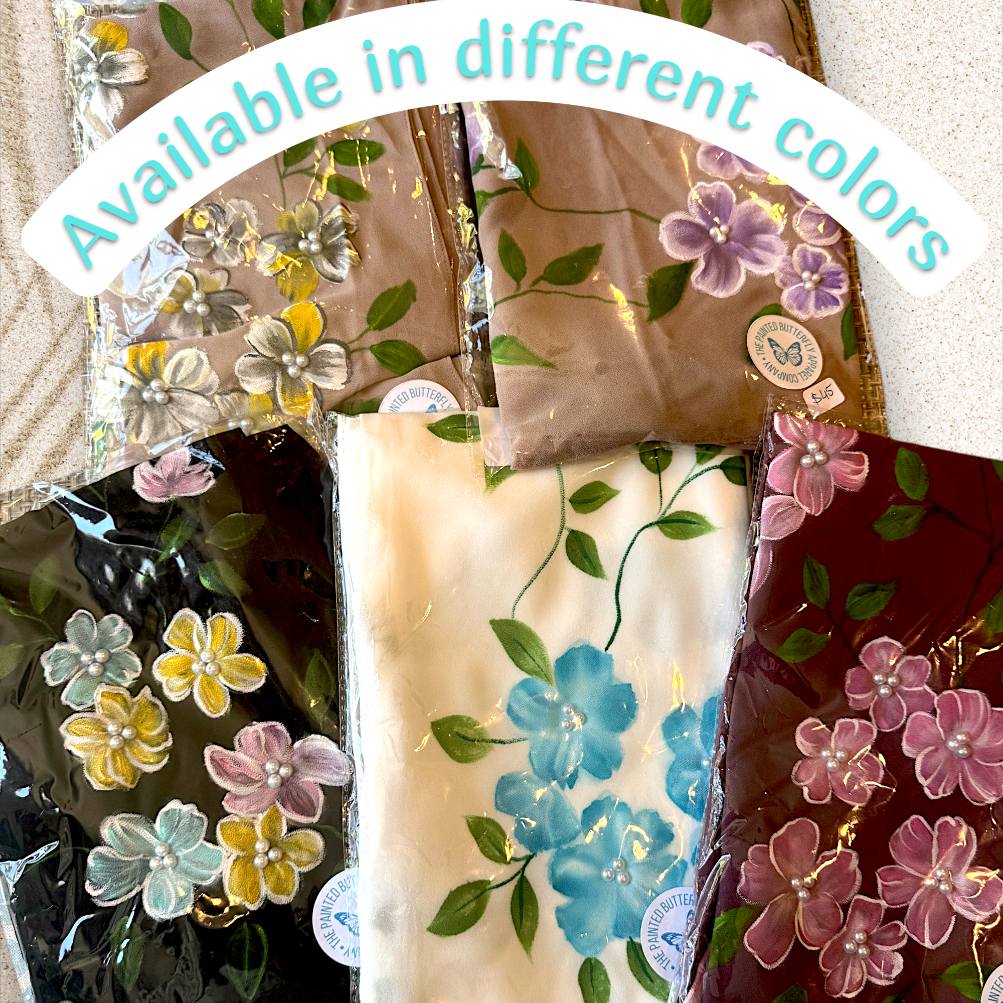 Hand-Painted Elegant White Scarf  Embellished with Beads