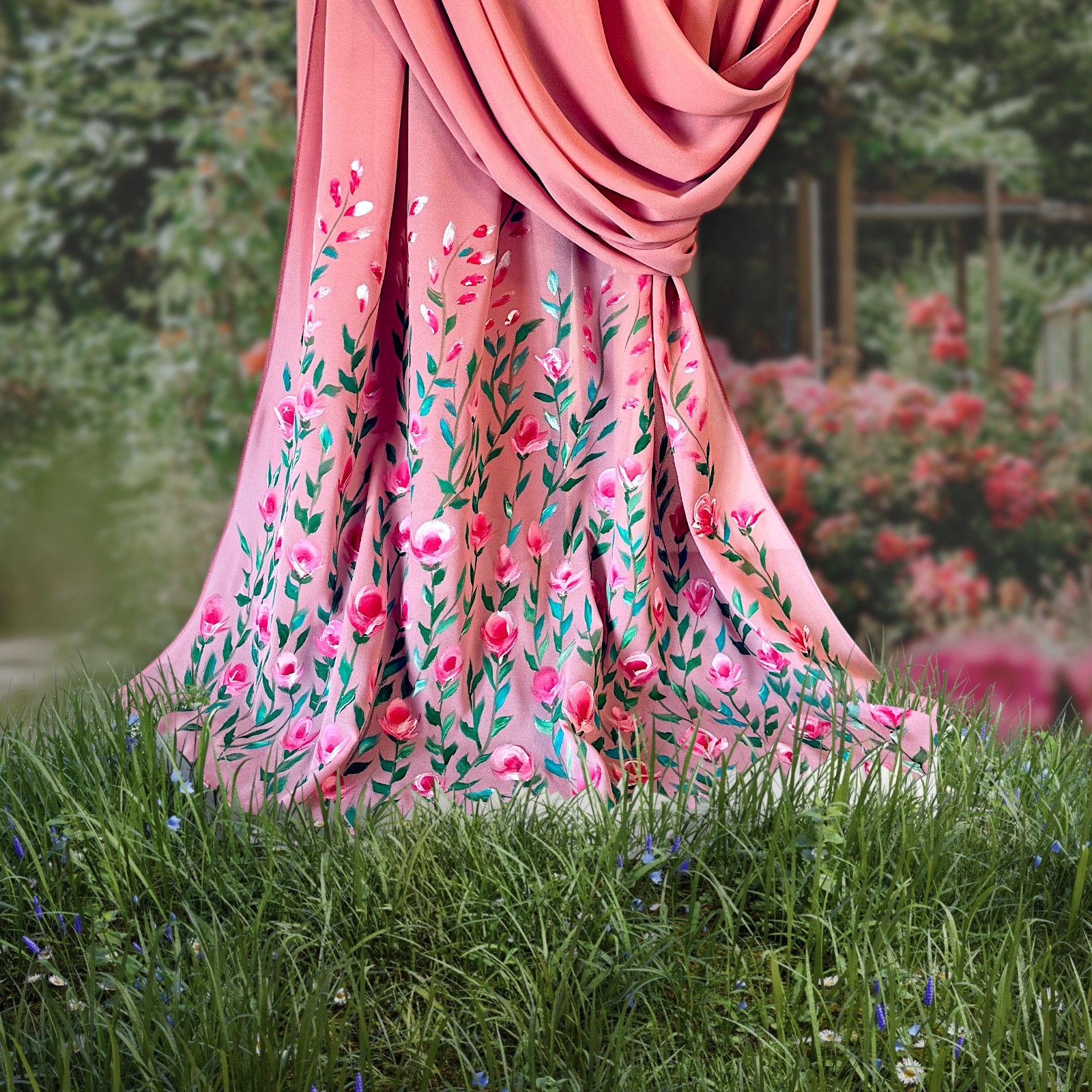 Hand-Painted Dusty Rose Hijab