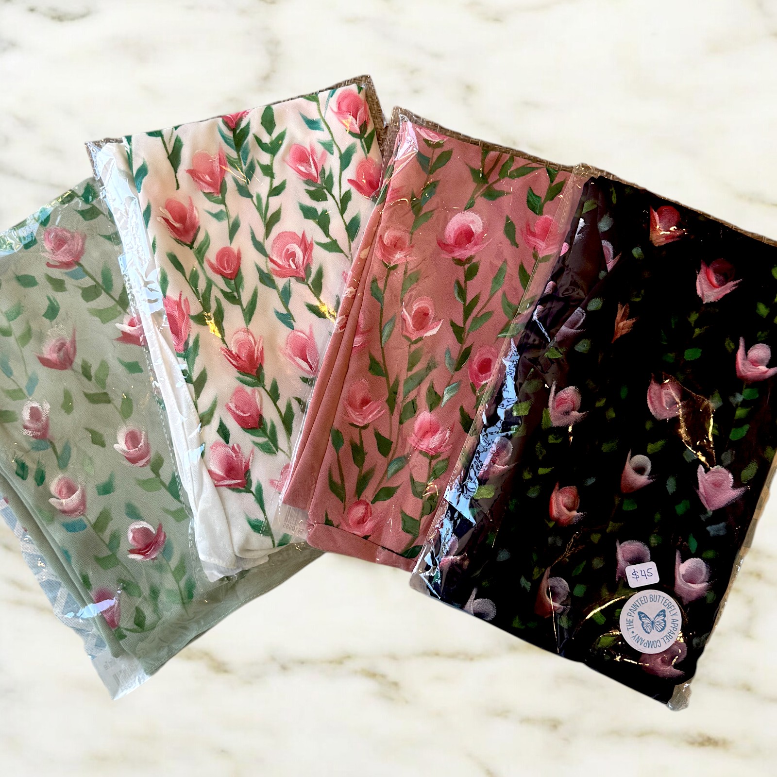 White Hand-painted Chiffon Hijab 