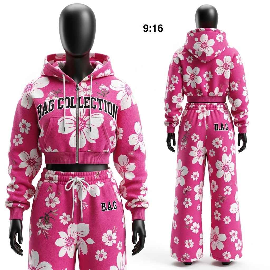 Custom Pink Floral Tracksuit Manufacturer