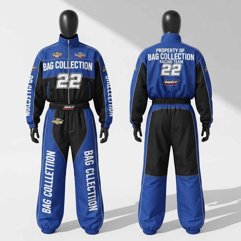 Custom Racing Team Tracksuit — Blue & Black Club Travel Suit