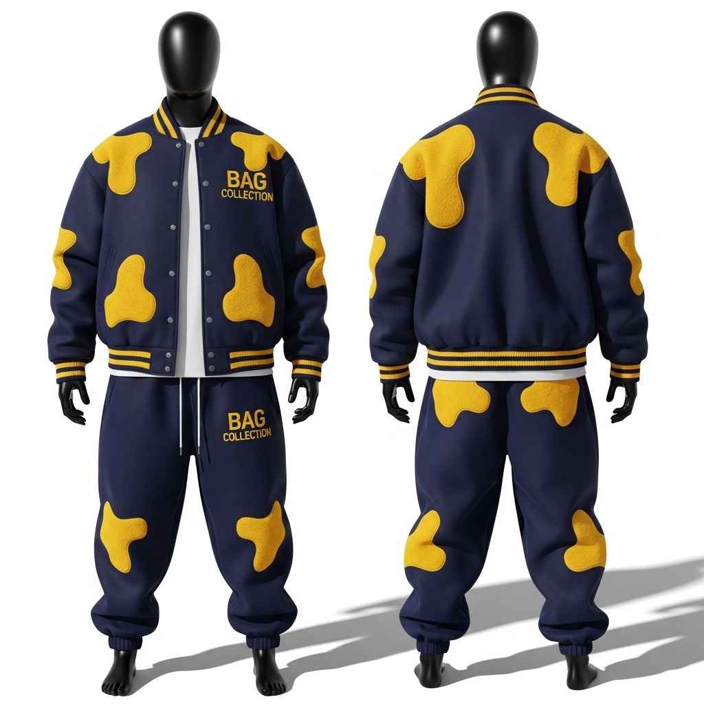 Custom Navy & Yellow Varsity Tracksuit Manufacturer
